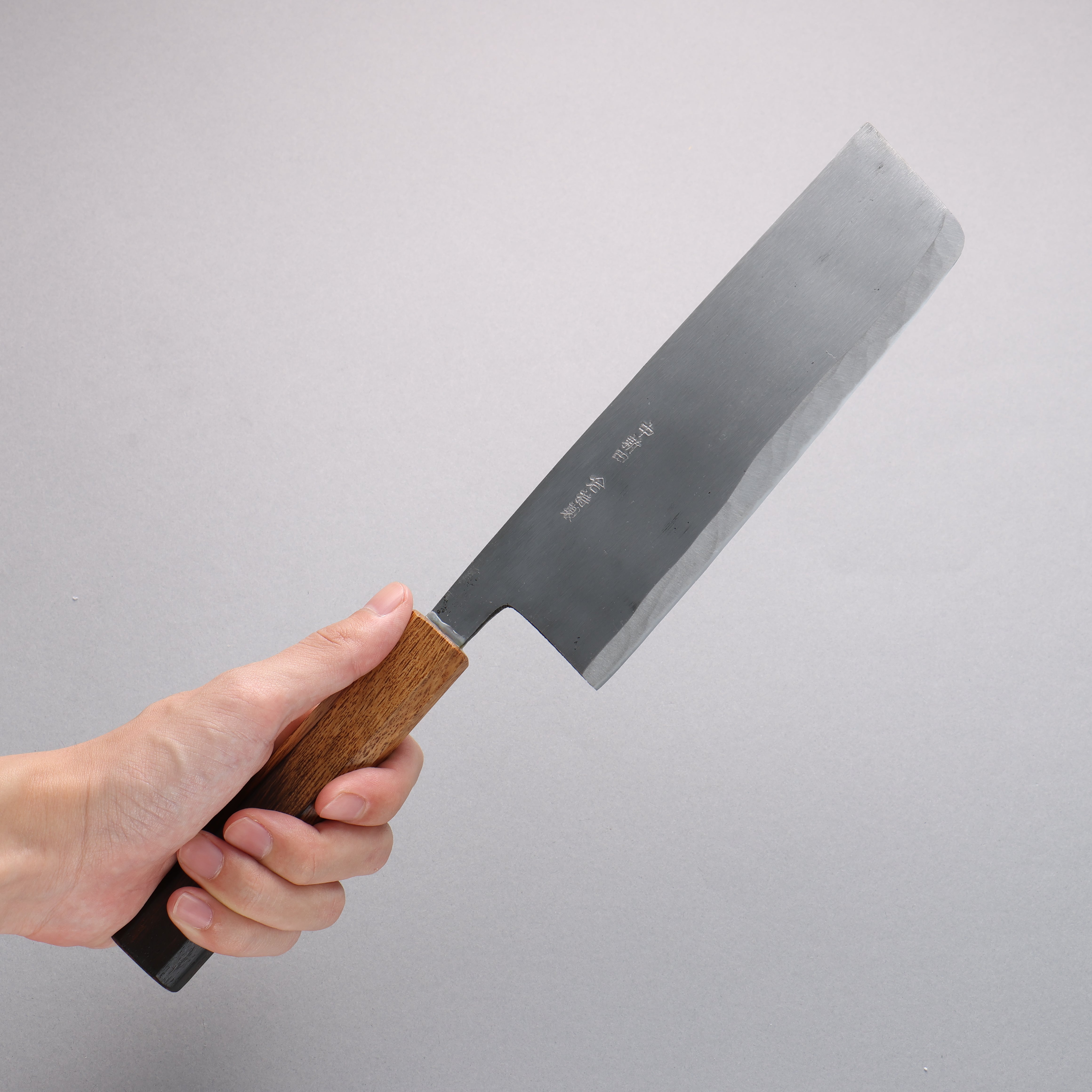 Nakaniida White Steel No.2 Migaki Finished Nakiri 180mm Burnt Oak Handle - Seisuke Knife