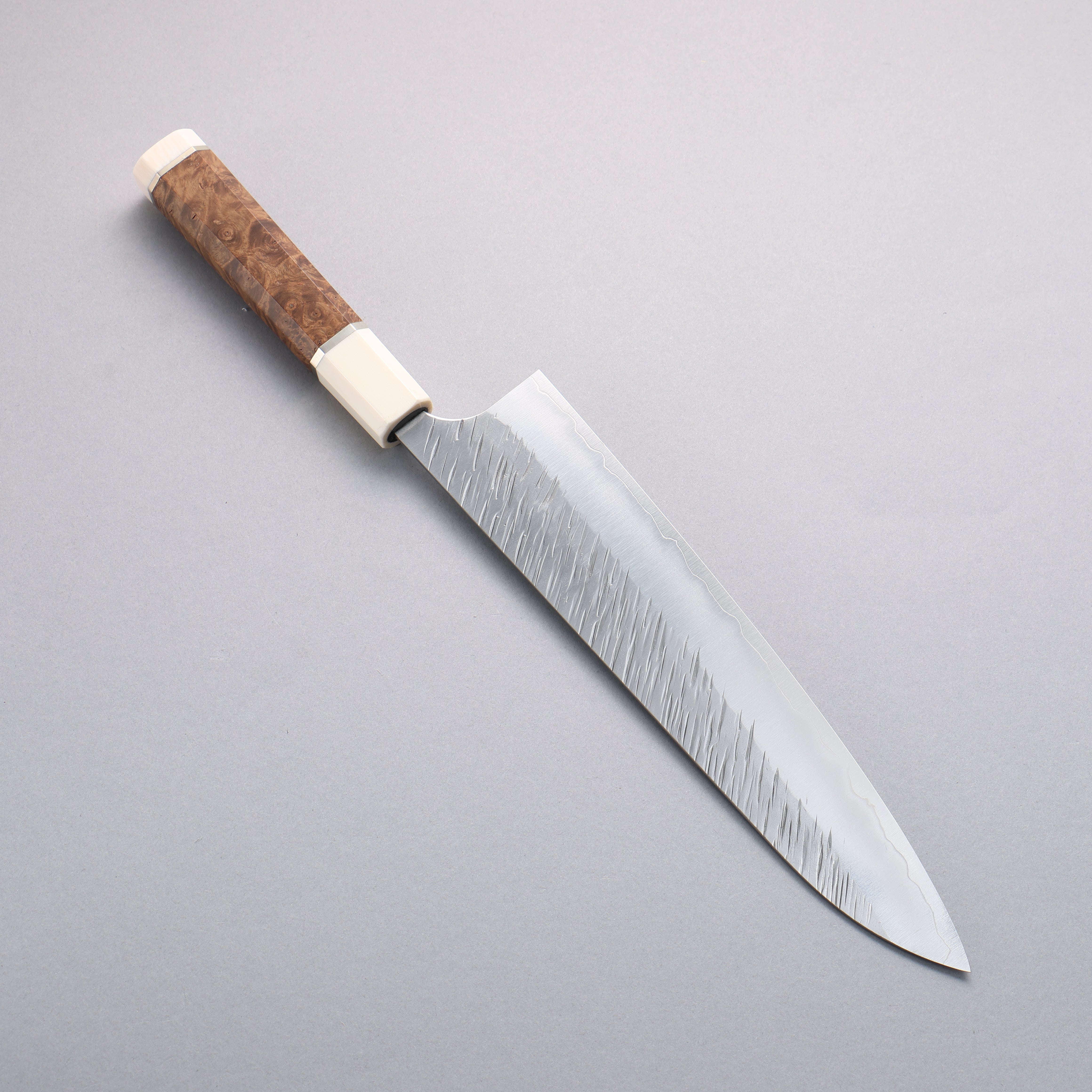 Yu Kurosaki Fujin SG2 Hammered Gyuto 240mm Chinese Quince (White Ferrule and End Cap) Handle - Seisuke Knife