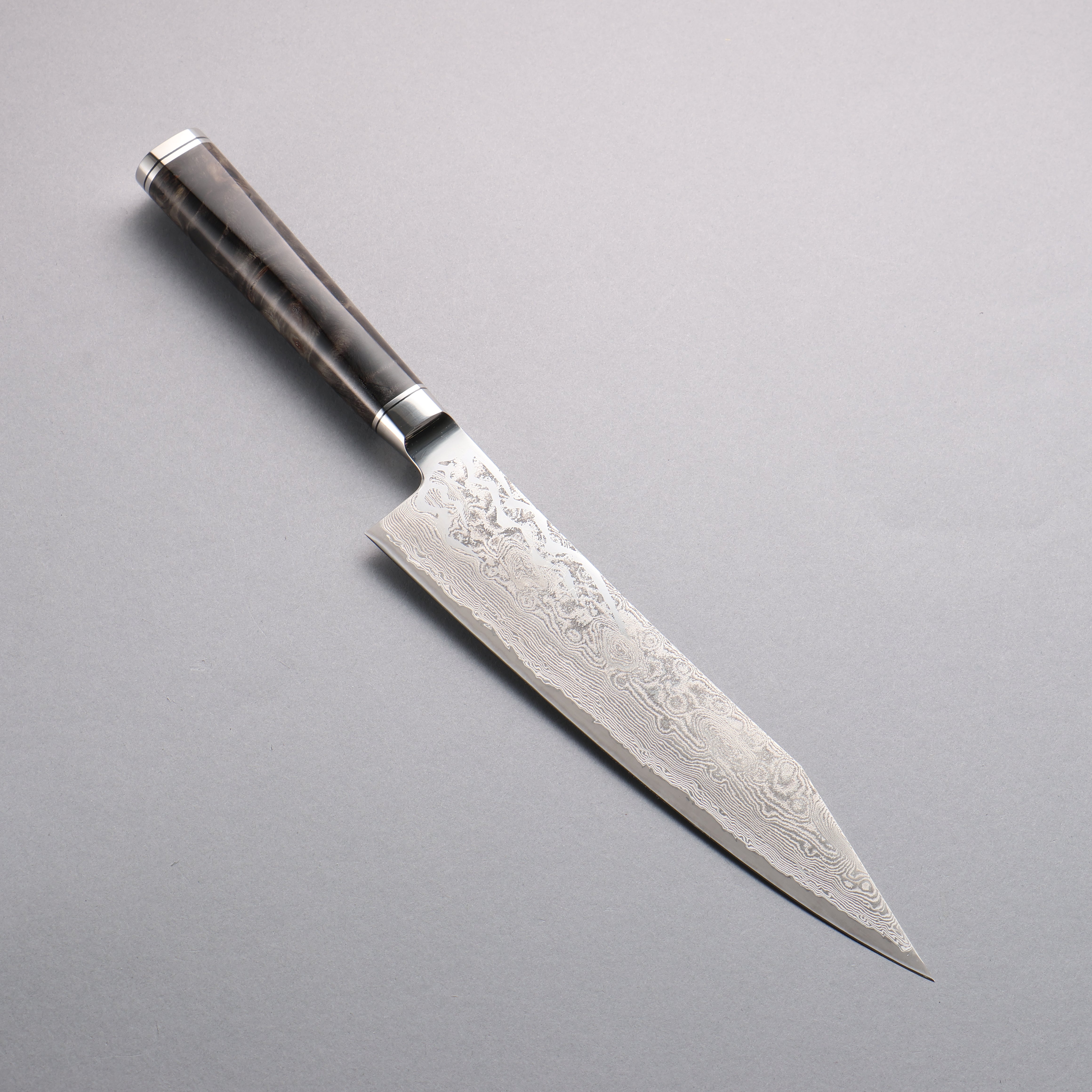 Ryusen Oukokuryu MT SG2 Damascus Migaki Finished Kiritsuke Gyuto 210mm Stabilized wood Handle - Seisuke Knife