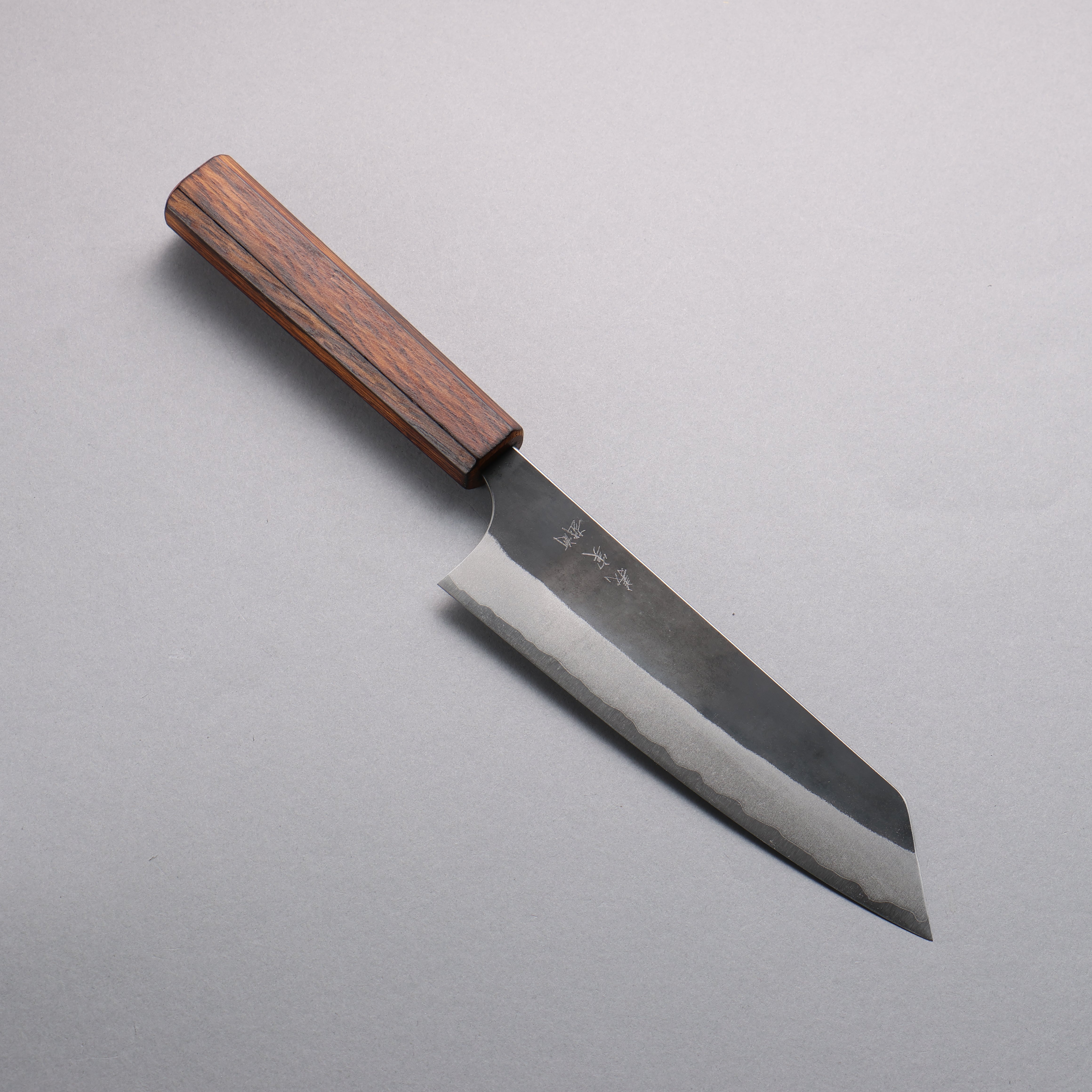 Yoshimi Kato Blue Super Black Finished Bunka 170mm Burnt Oak (Lacquered) Handle - Seisuke Knife