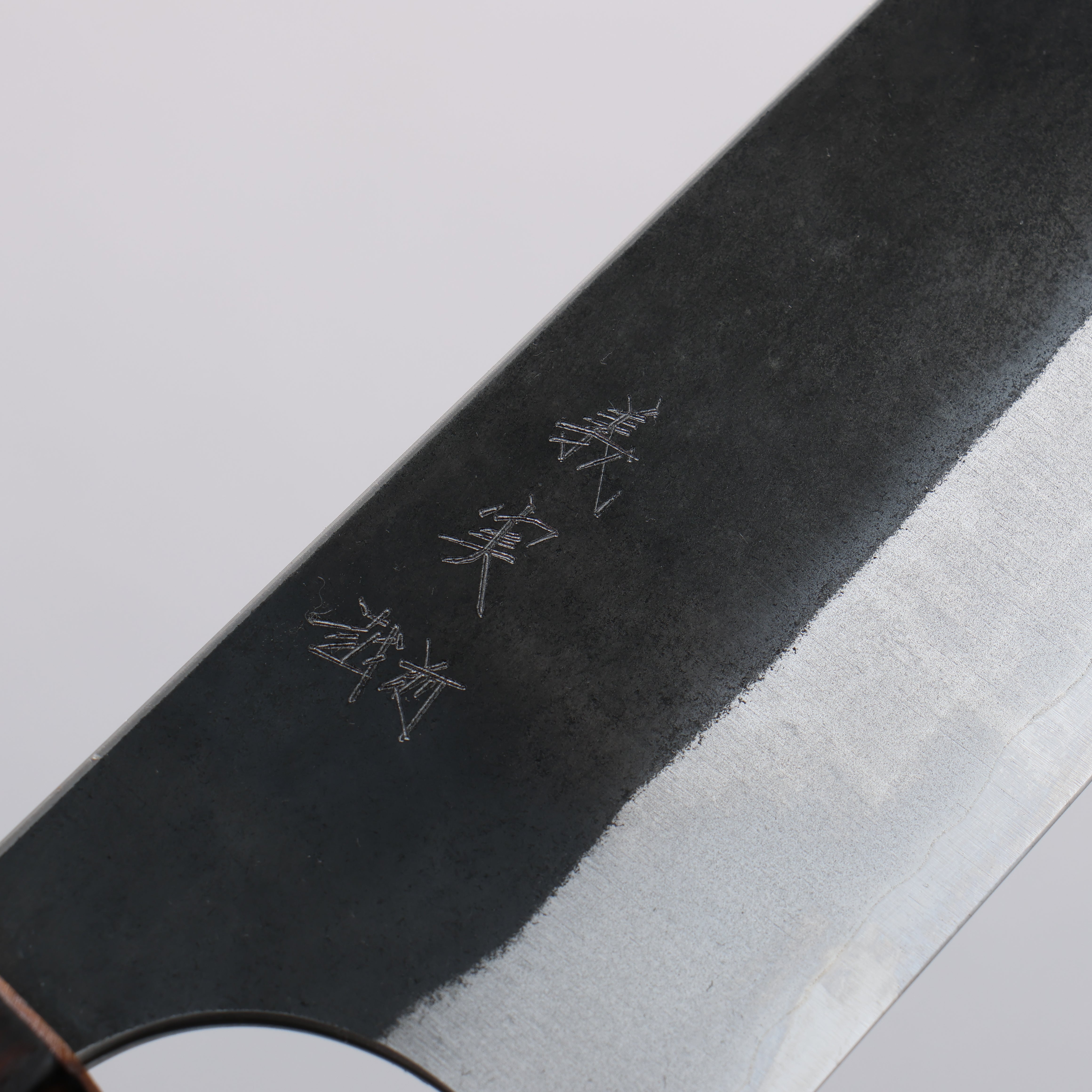 Yoshimi Kato Blue Super Black Finished Bunka 170mm Burnt Oak (Lacquered) Handle - Seisuke Knife