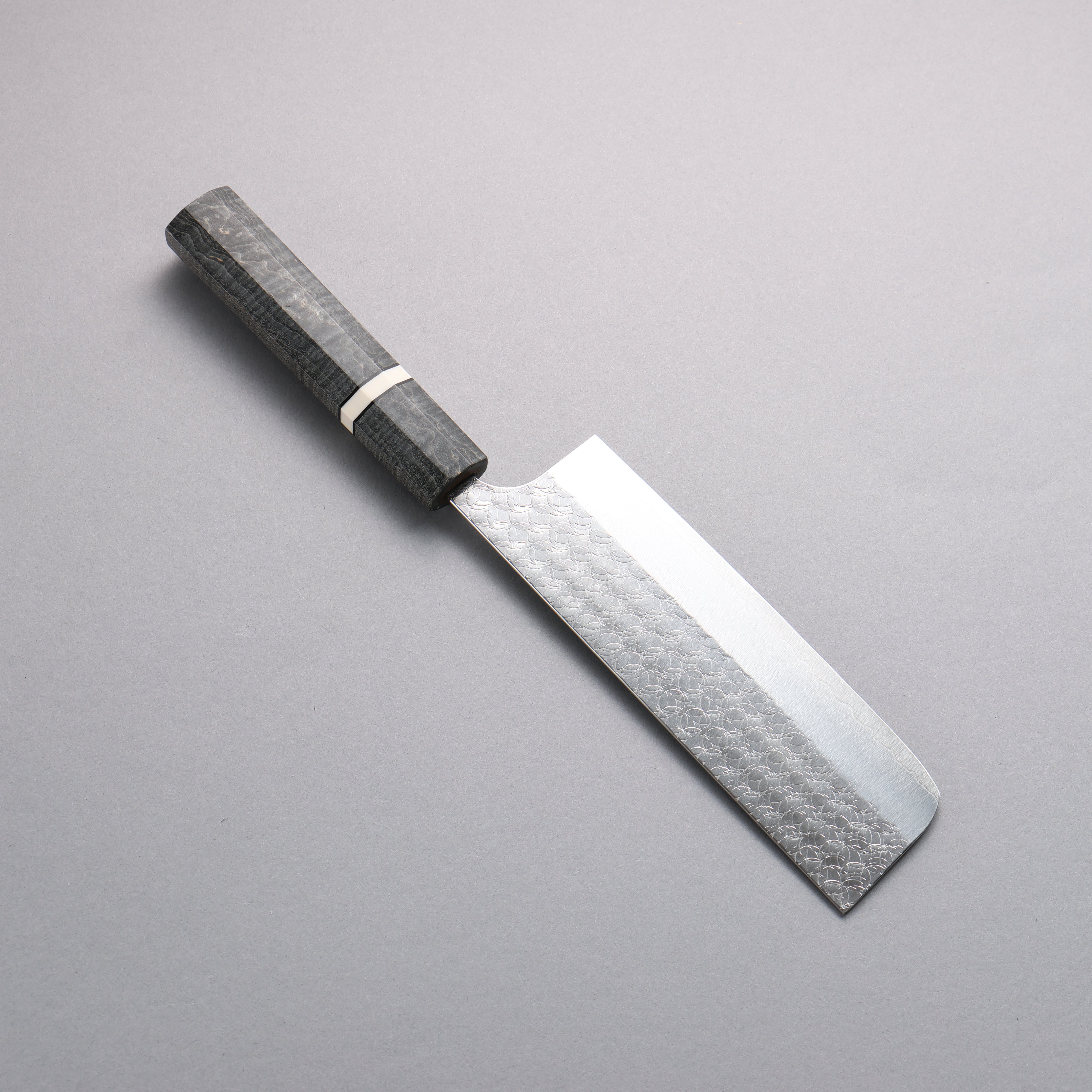 Yoshimi Kato Minamo SG2 Hammered Nakiri 165mm Stabilized wood (With White ring) Handle - Seisuke Knife
