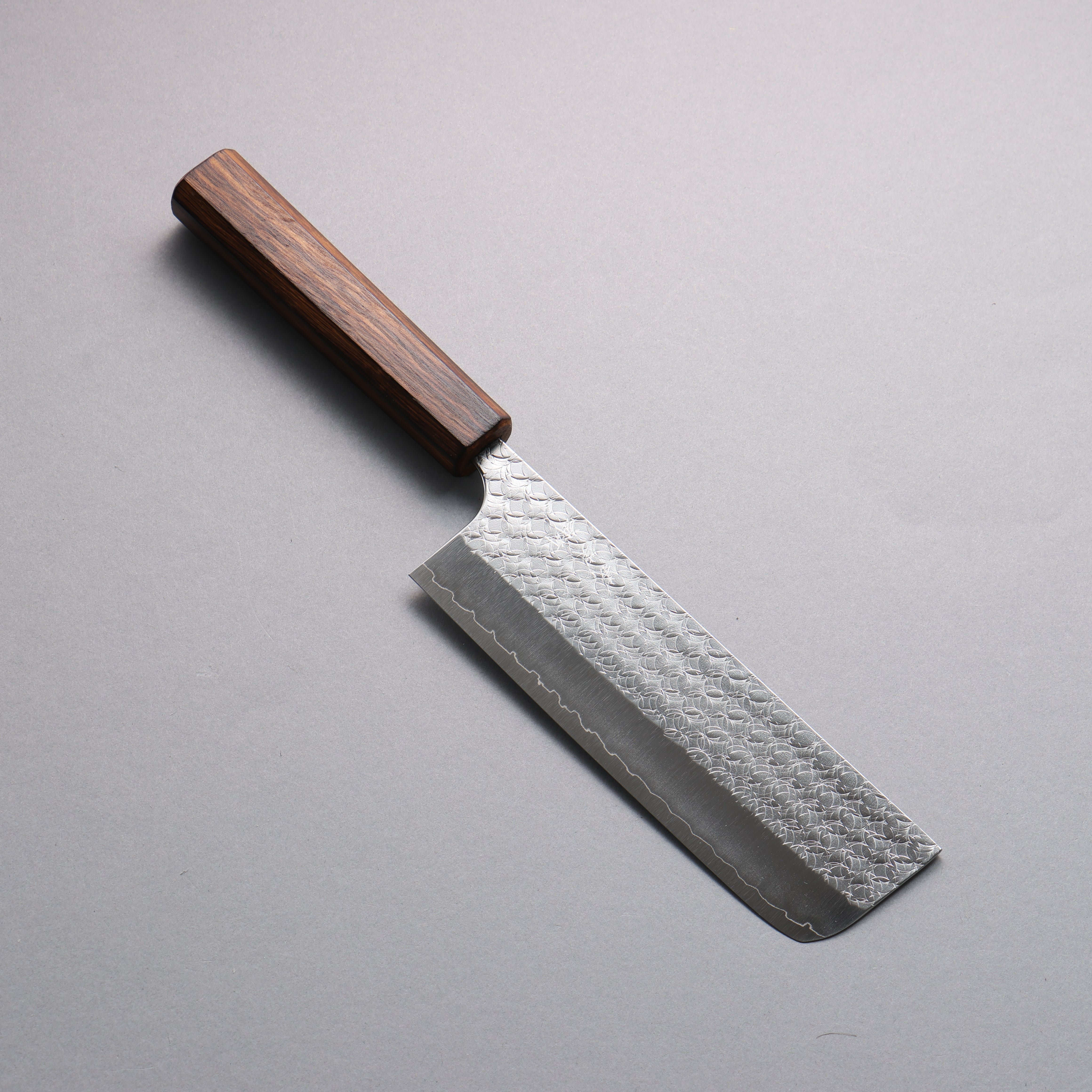Yoshimi Kato Minamo SG2 Hammered Nakiri 165mm Burnt Oak (Lacquered) Handle - Seisuke Knife