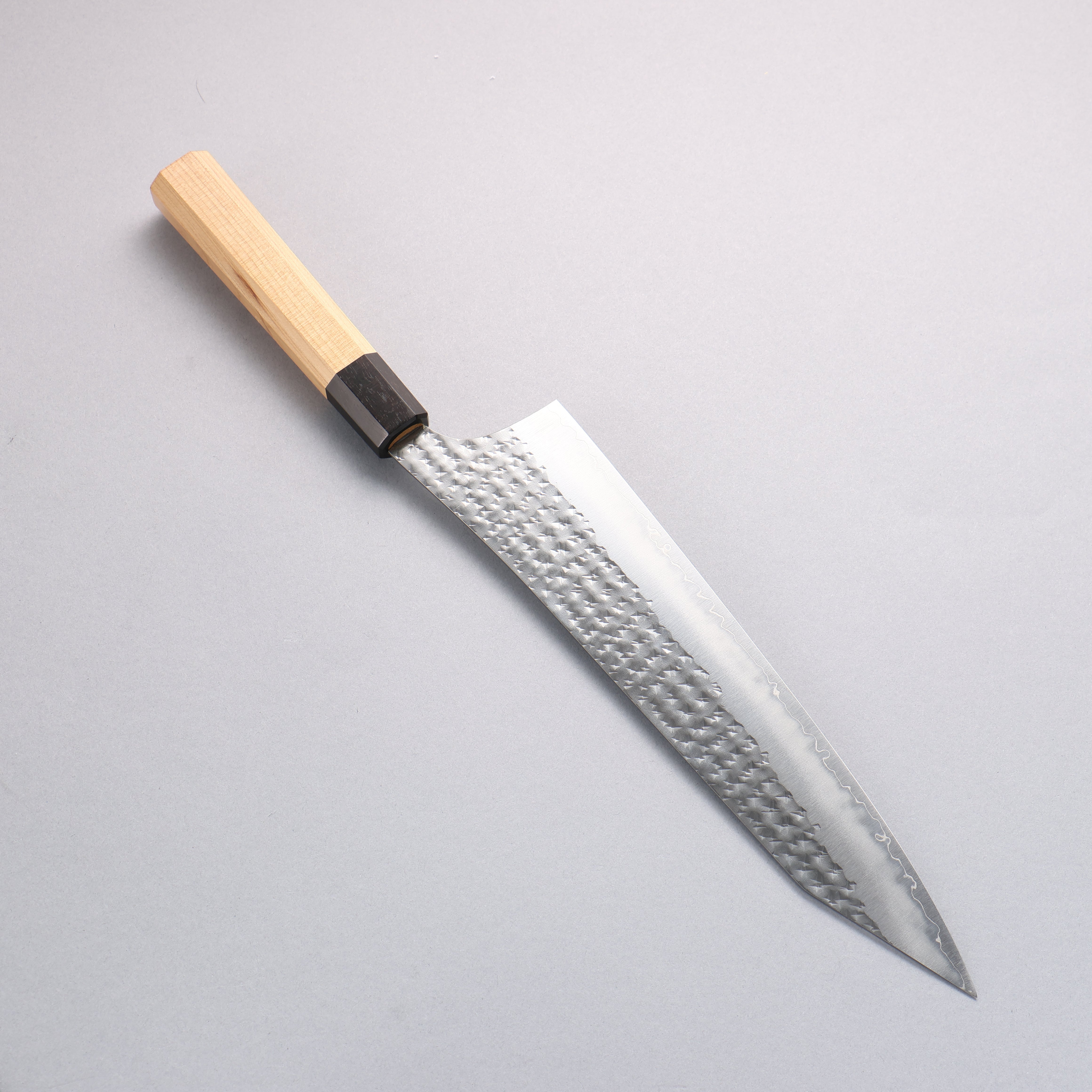 Yu Kurosaki Senko Ei SG2 Hammered Gyuto 240mm Aomori Hiba���(Ferrule: Brown) Handle - Seisuke Knife