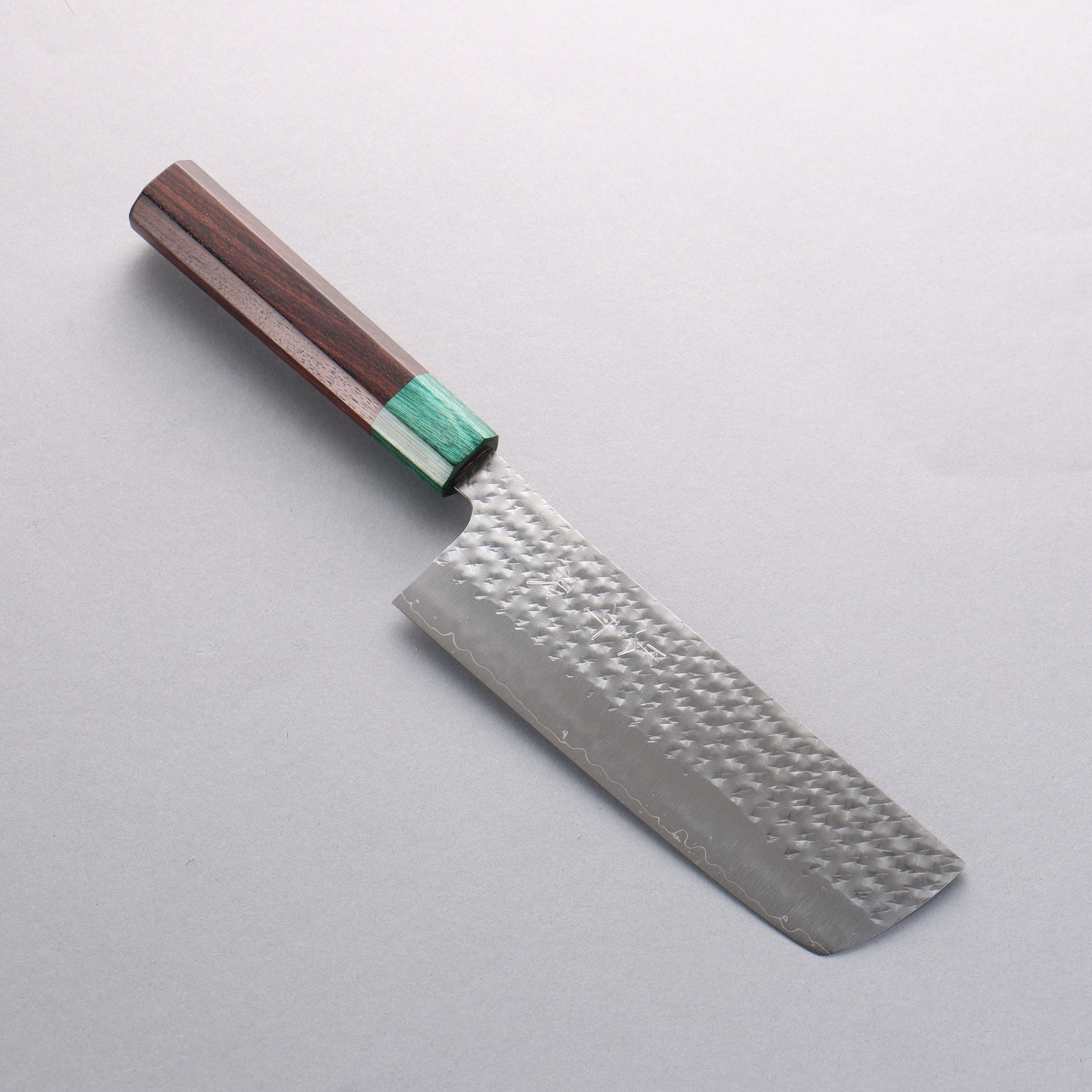 Yu Kurosaki Senko Ei SG2 Hammered Nakiri 165mm Shitan (ferrule: Green Pakka wood) Handle - Seisuke Knife