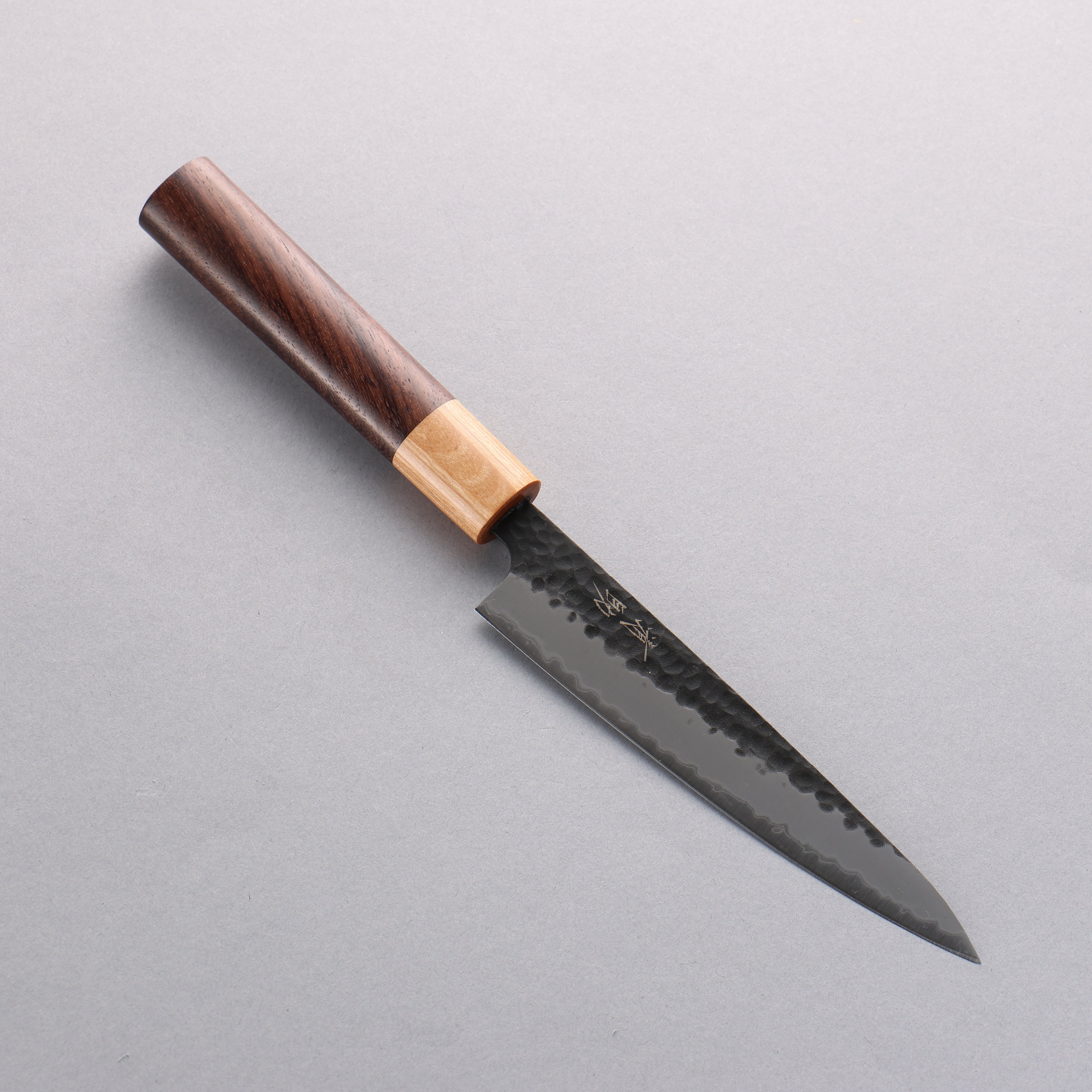 Seisuke Blue Super Hammered Kurouchi Petty-Utility 135mm Shitan Handle - Seisuke Knife