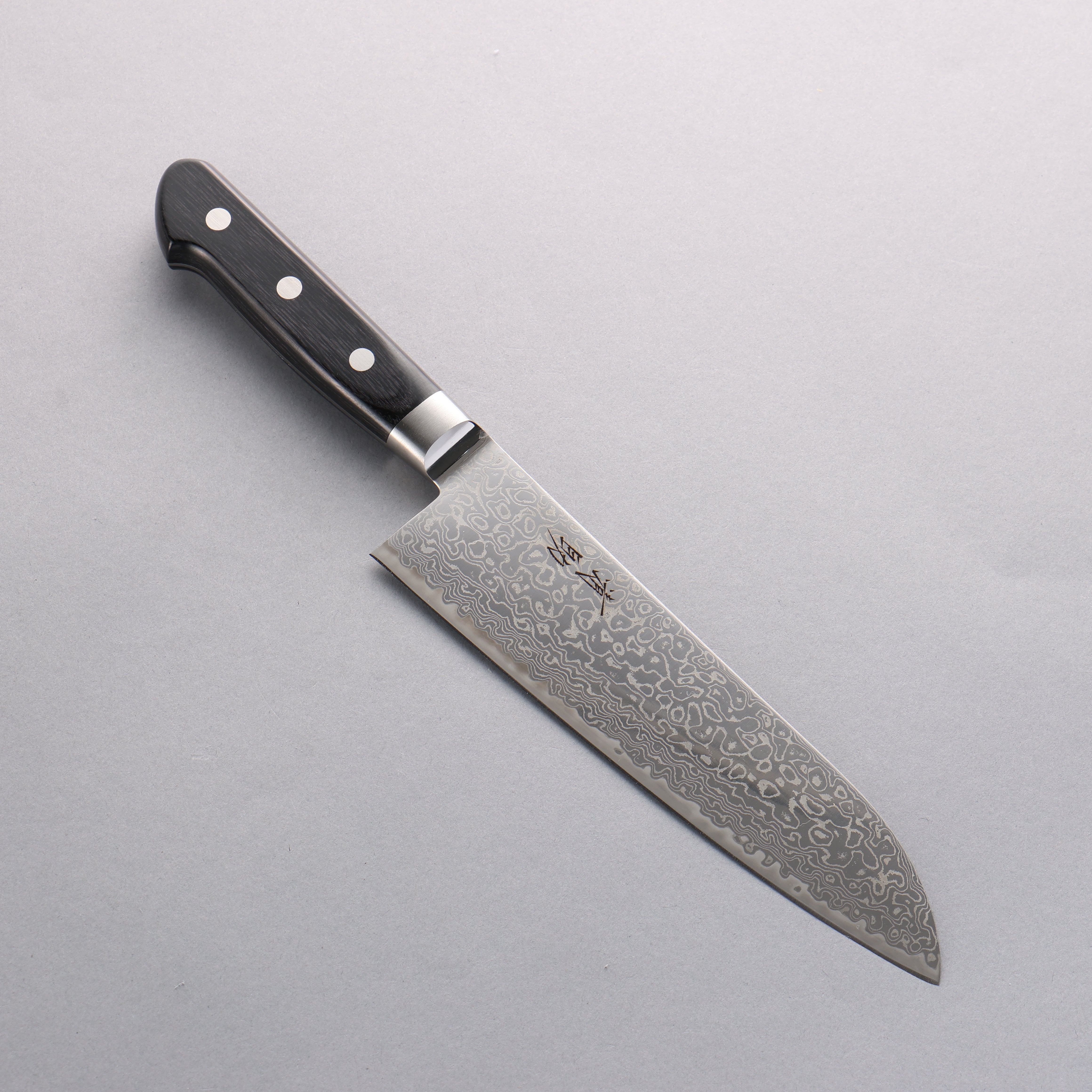 Seisuke Kagami-2 AUS10 Migaki Damascus Santoku 180mm Black Pakkawood Handle - Seisuke Knife