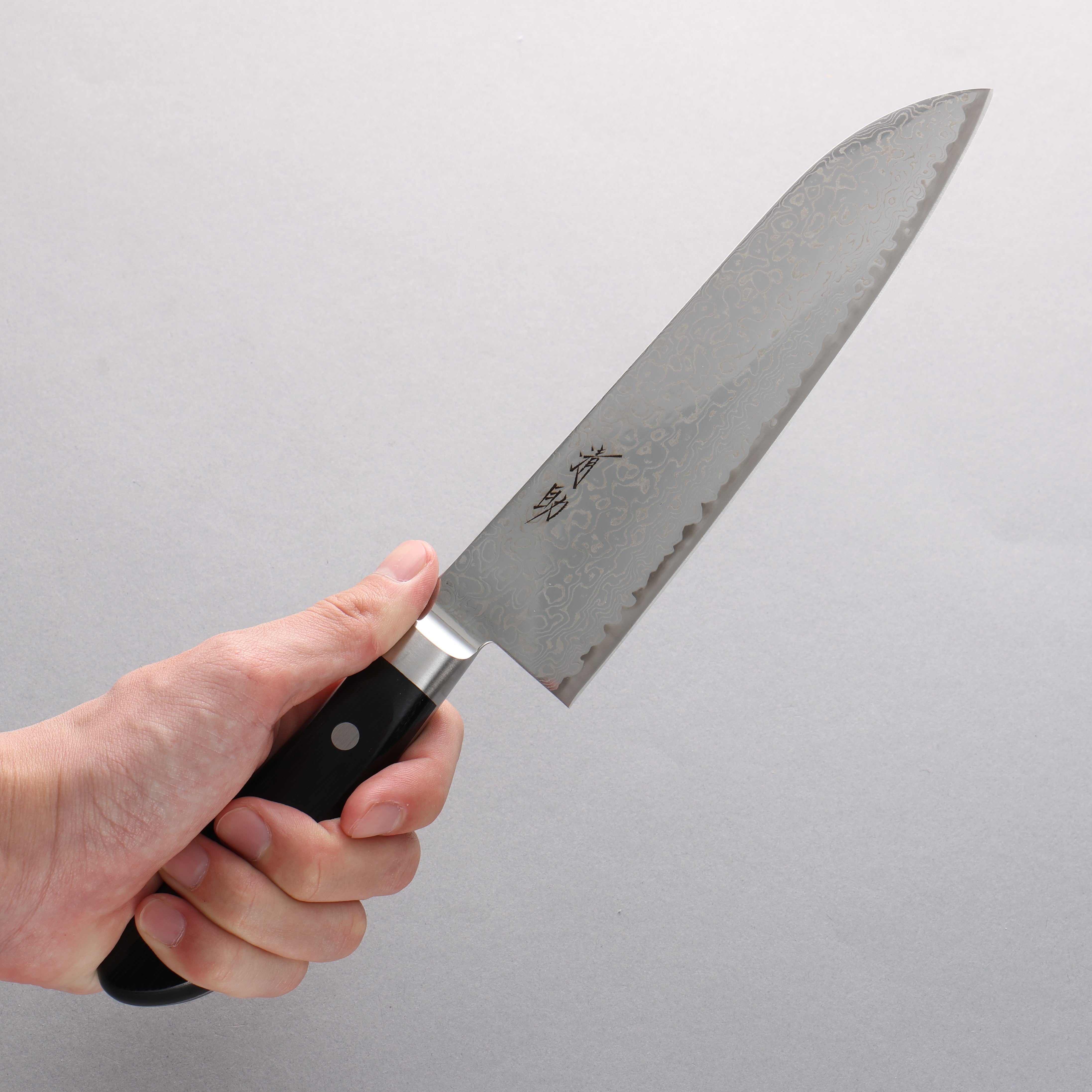 Seisuke Kagami-2 AUS10 Migaki Damascus Santoku 180mm Black Pakkawood Handle - Seisuke Knife