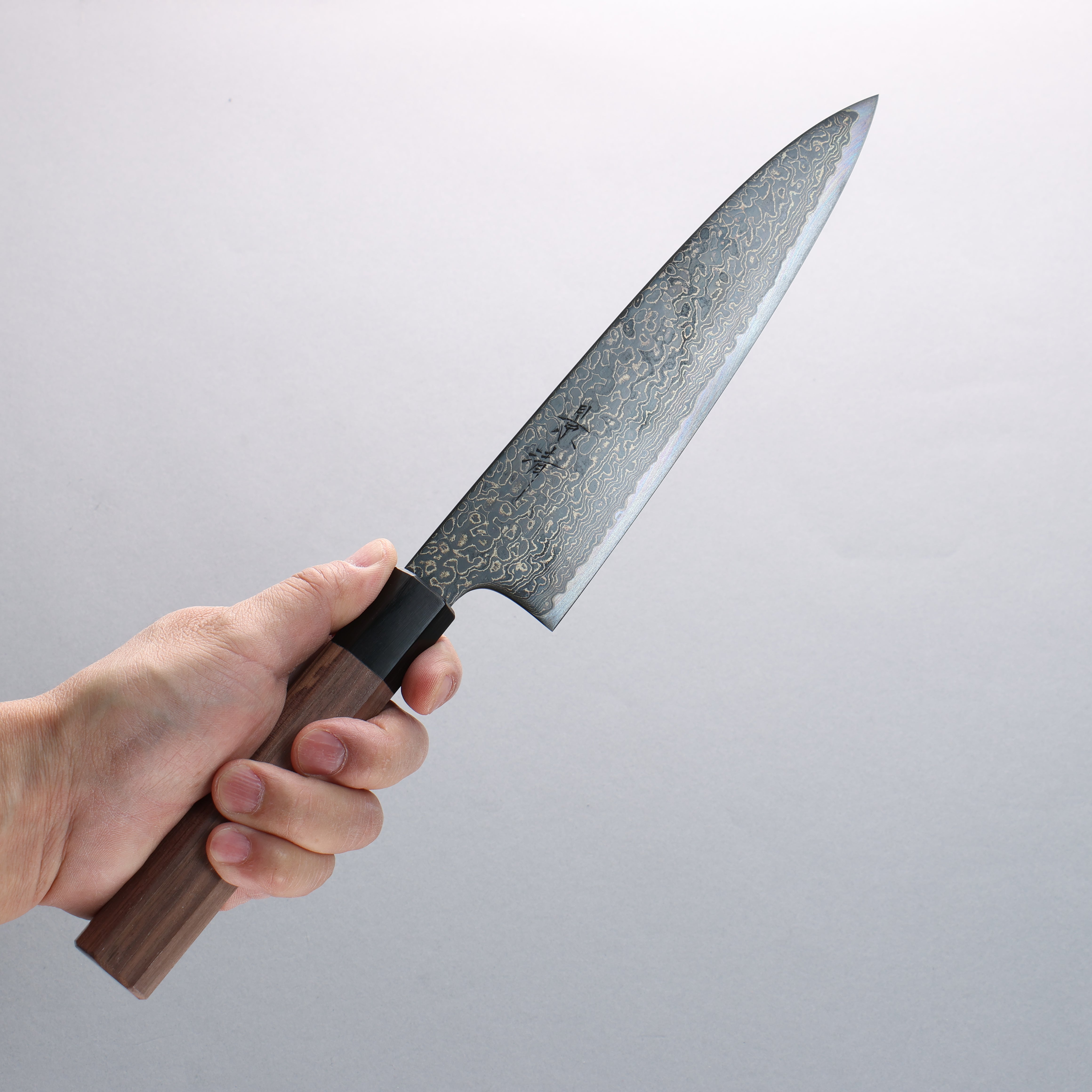 Kagekiyo ZA-18 Black Damascus Gyuto 210mm Walnut Handle - Seisuke Knife