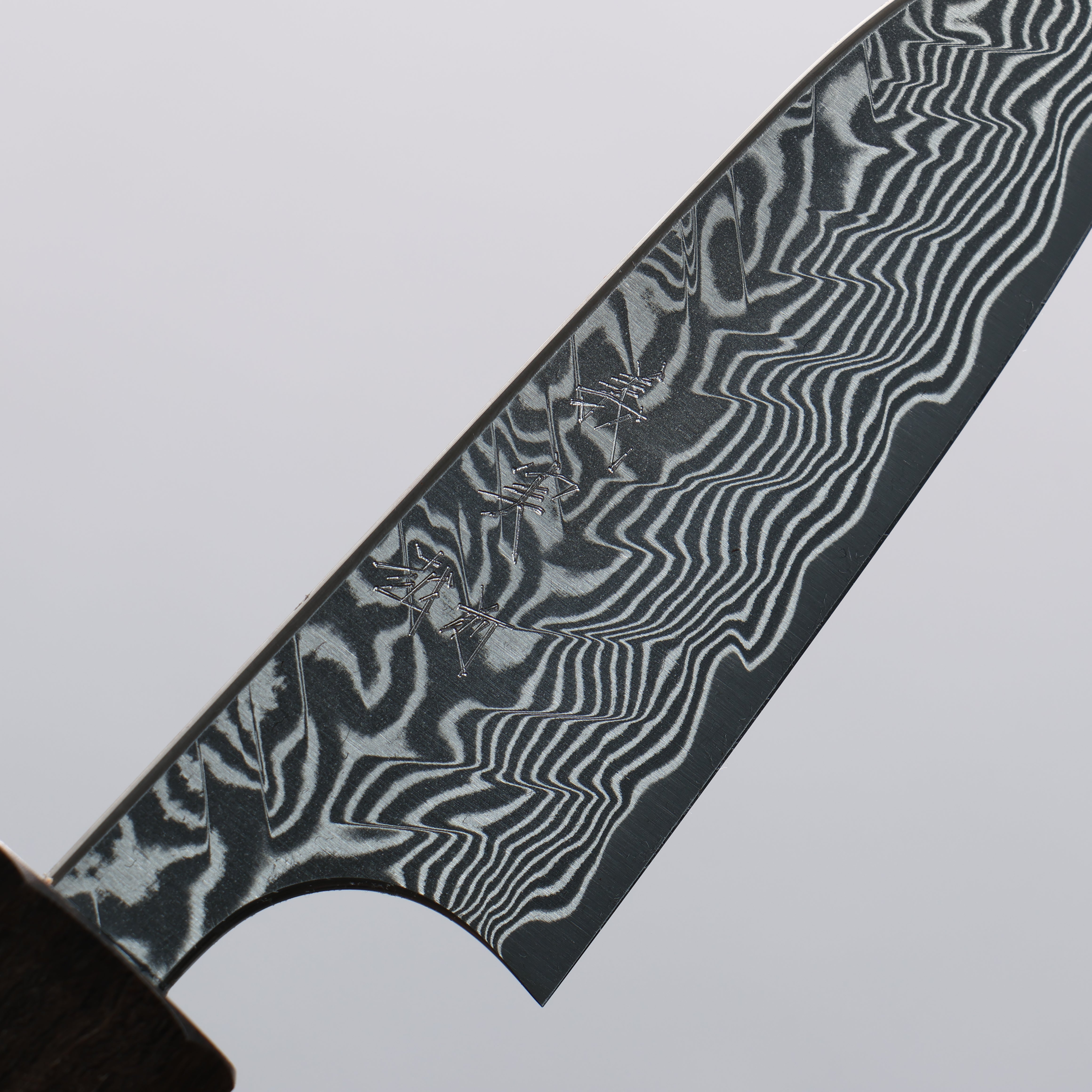 Yoshimi Kato SG2 Black Damascus Paring 75mm Sandalwood & White Ring Handle - Seisuke Knife