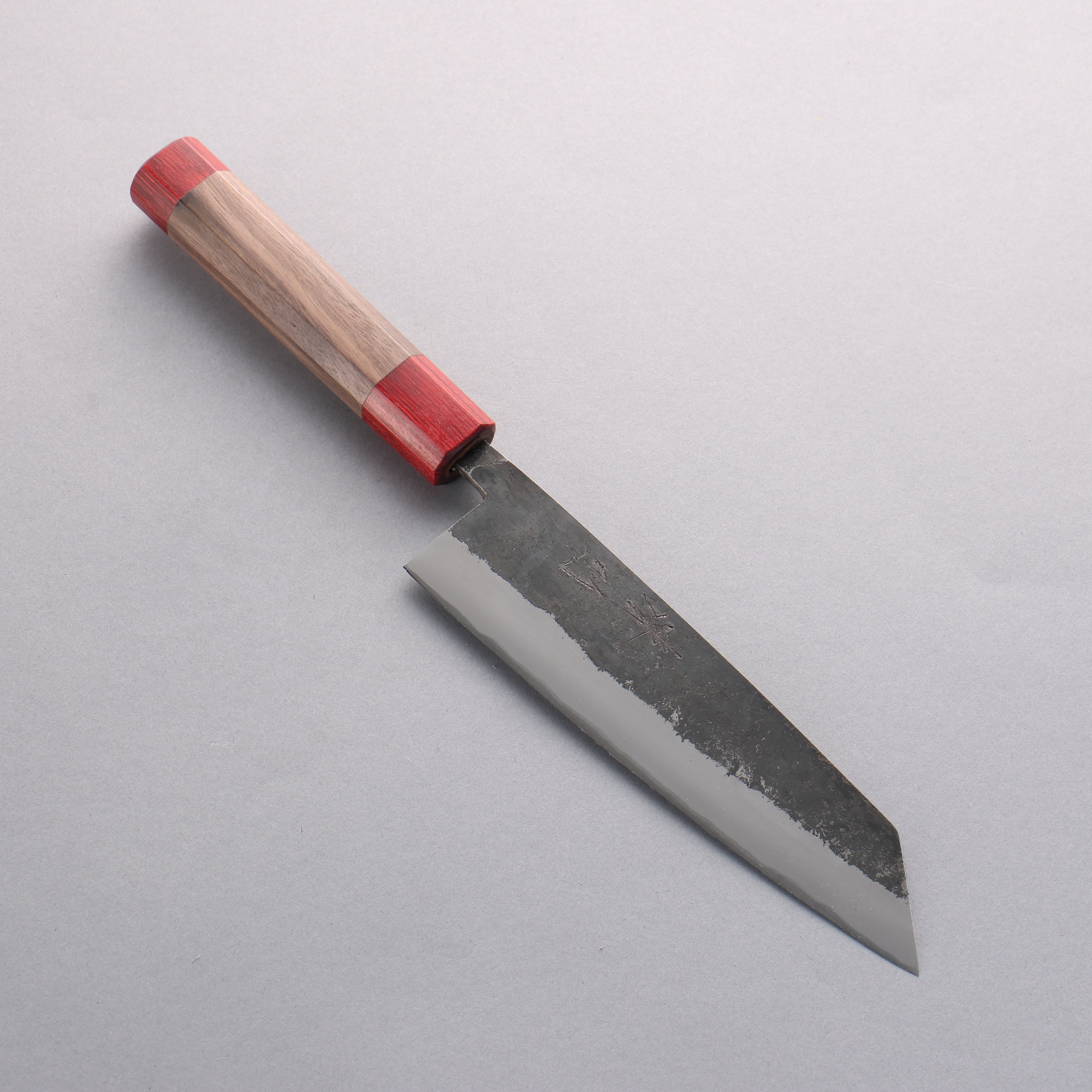 Seisuke Kurumi Blue Steel Kurouchi Bunka 180mm Walnut & Double Red Pakkawood Handle - Seisuke Knife