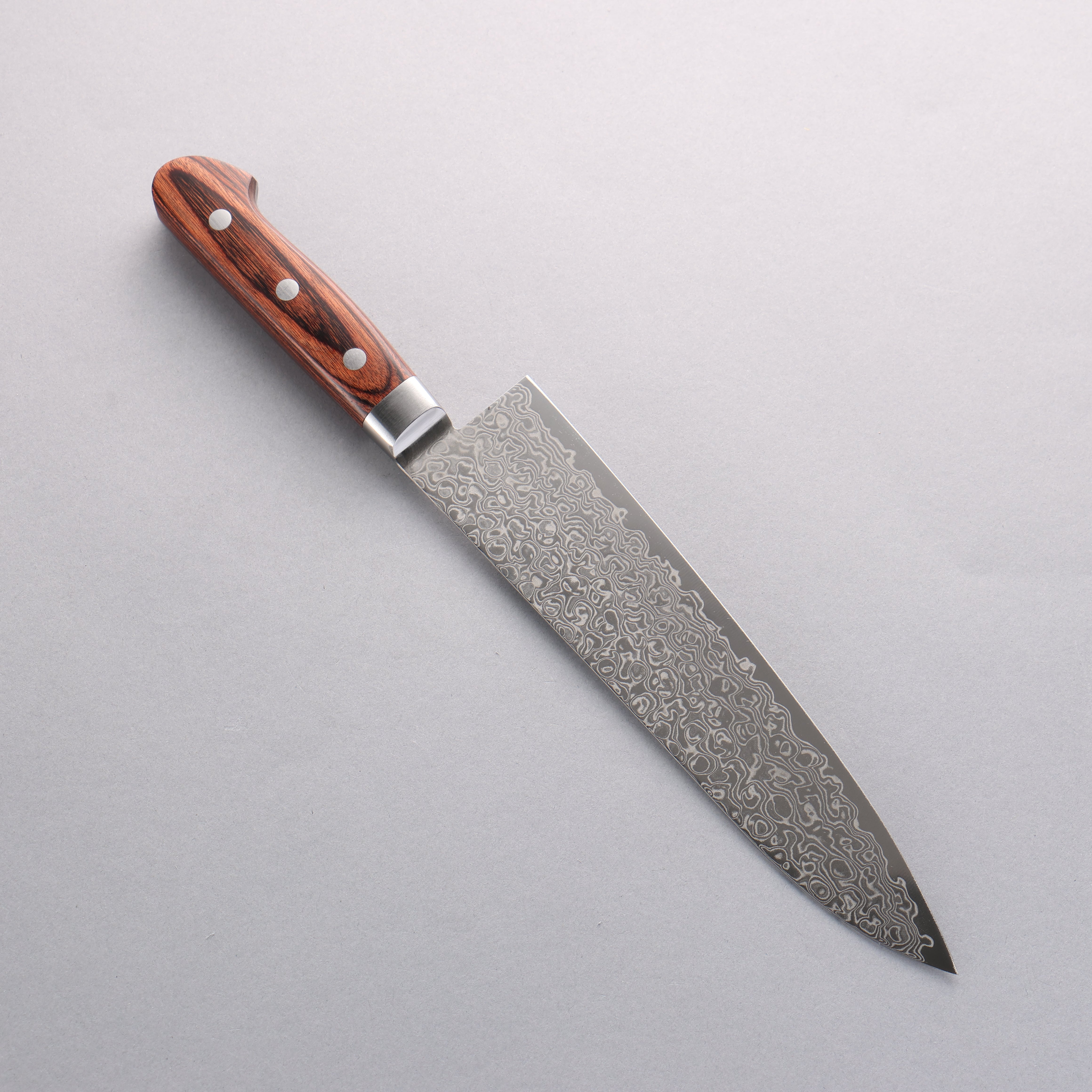 Seisuke Mokusei ZA-18 Mirrored Damascus Gyuto 210mm Brown Pakkawood Handle - Seisuke Knife