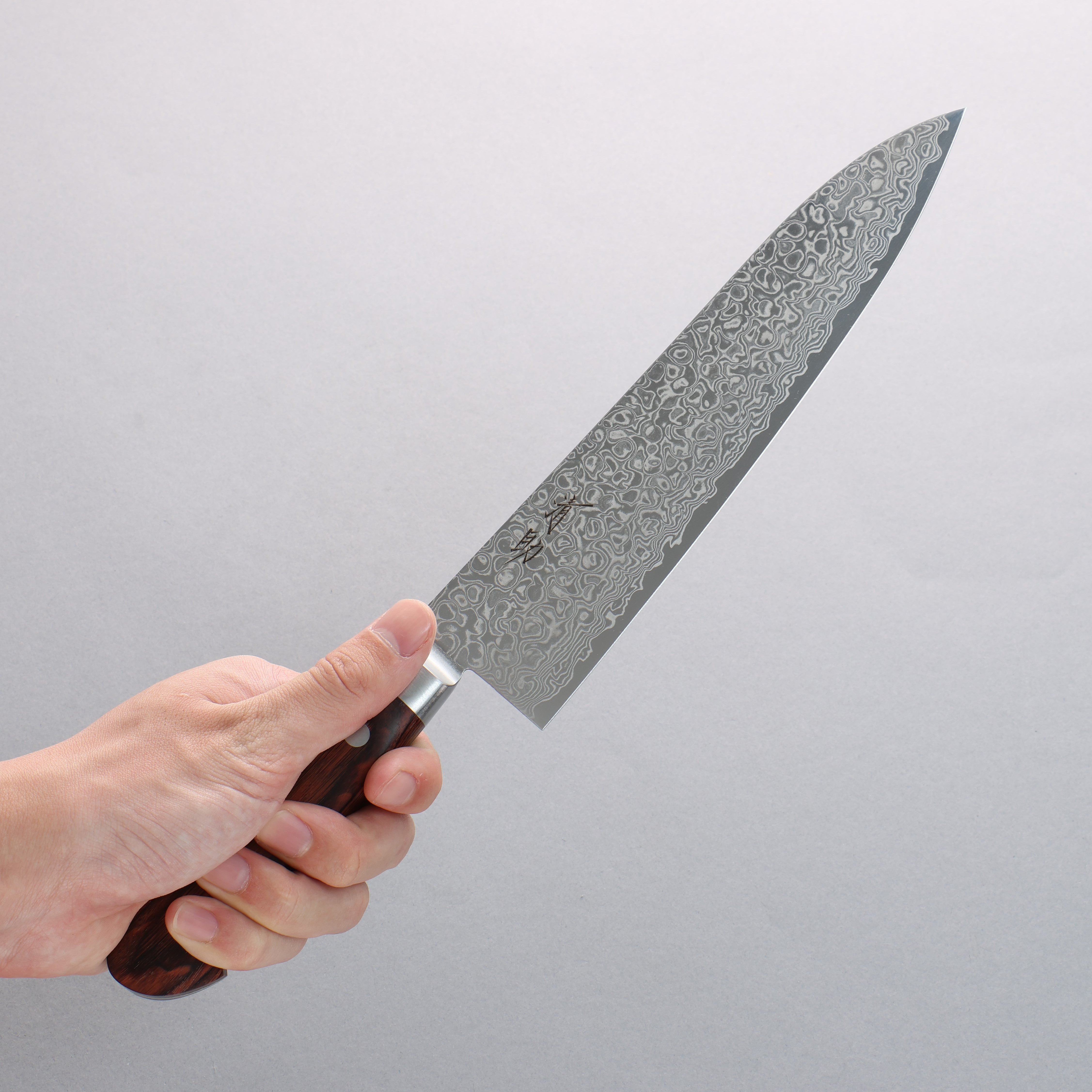 Seisuke Mokusei ZA-18 Mirrored Damascus Gyuto 210mm Brown Pakkawood Handle - Seisuke Knife