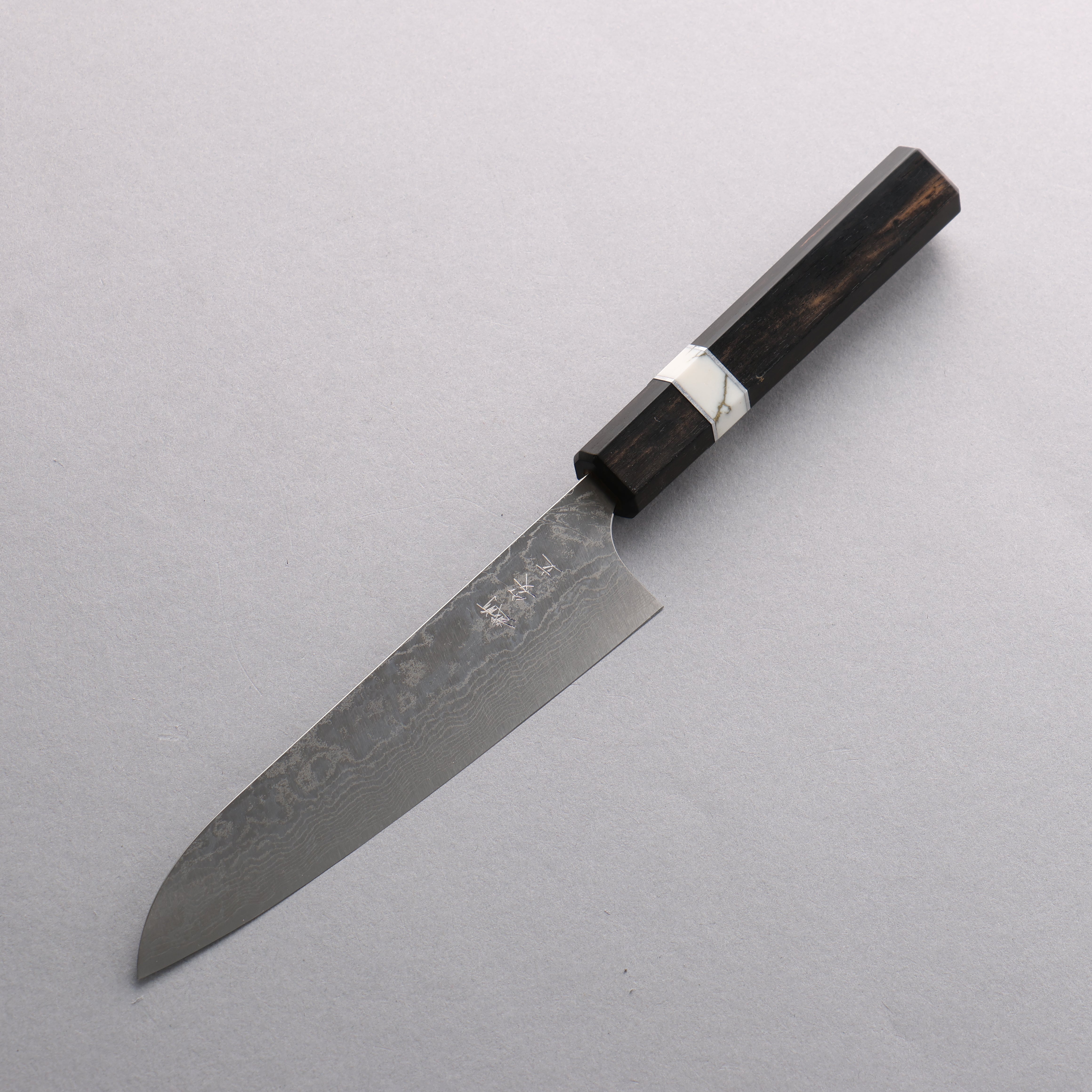 Anryu VG10 Migaki Damascus Petty-Utility 150mm Rosewood & White Turquoise Ring Handle - Seisuke Knife