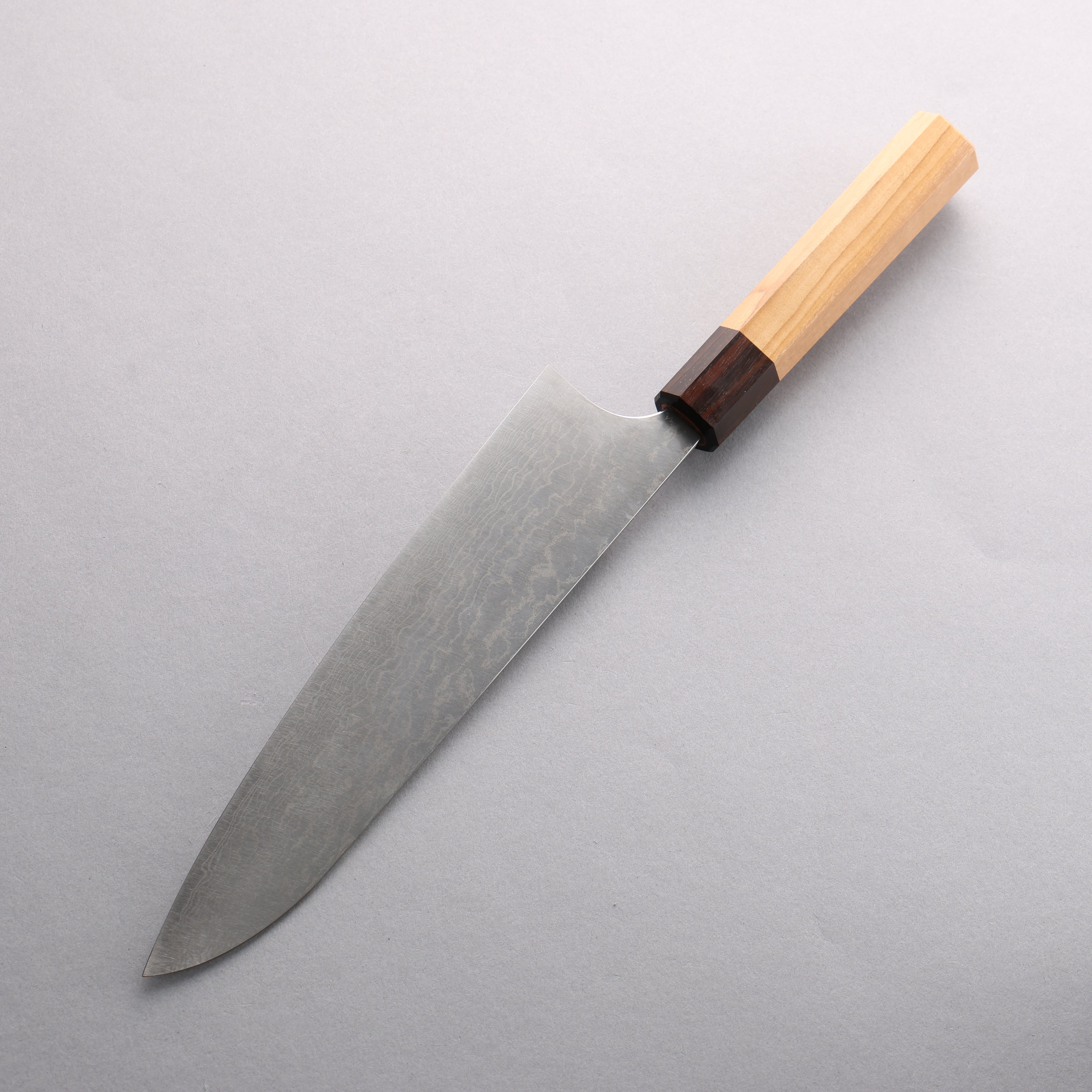 Anryu VG10 Migaki Finished Damascus Gyuto 210mm Keyaki Elm Handle - Seisuke Knife