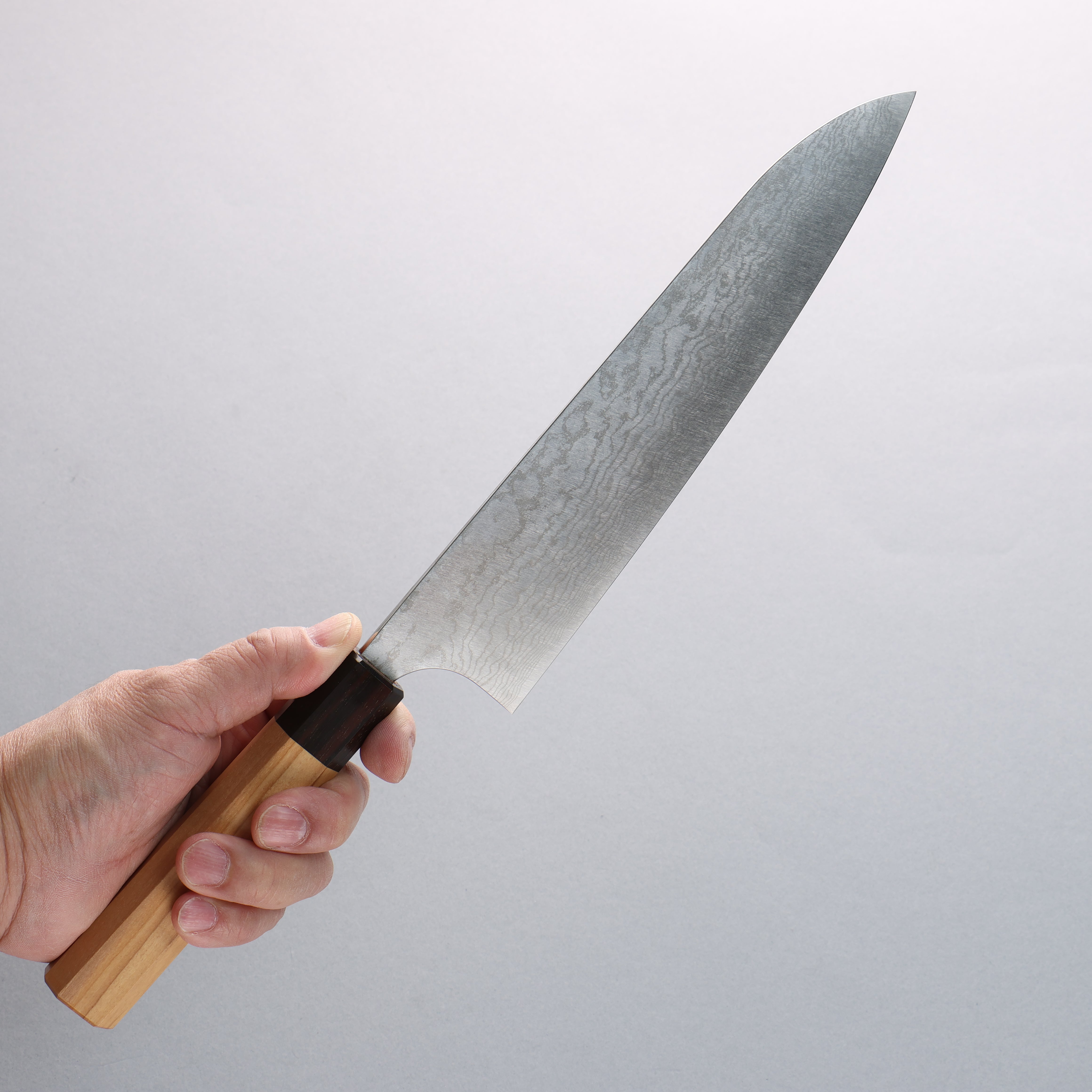 Anryu VG10 Migaki Finished Damascus Gyuto 210mm Keyaki Elm Handle - Seisuke Knife