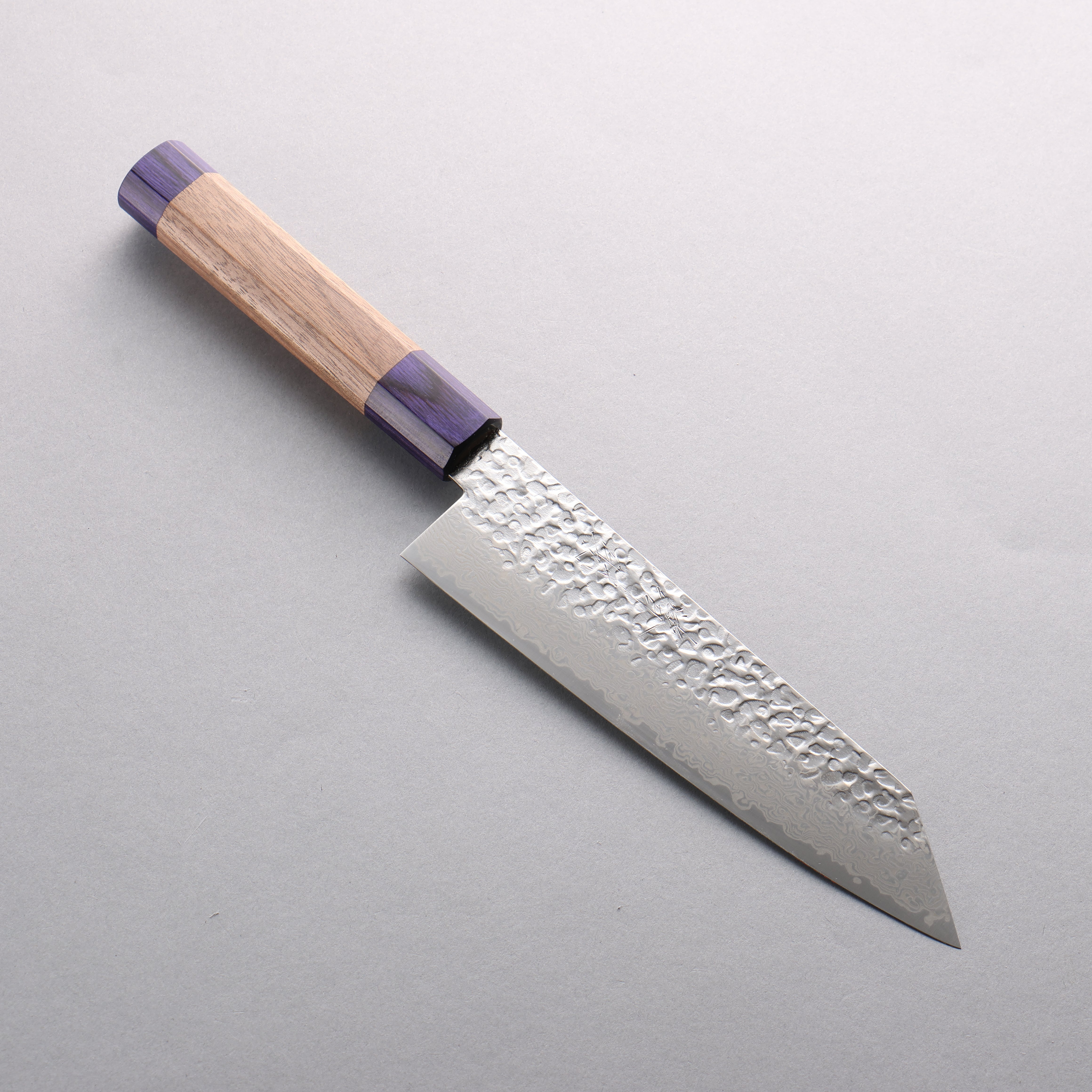 Seisuke Silver Steel No.3 Hammered Damascus Bunka 180mm Walnut (With Double Blue Pakka wood) Handle - Seisuke Knife