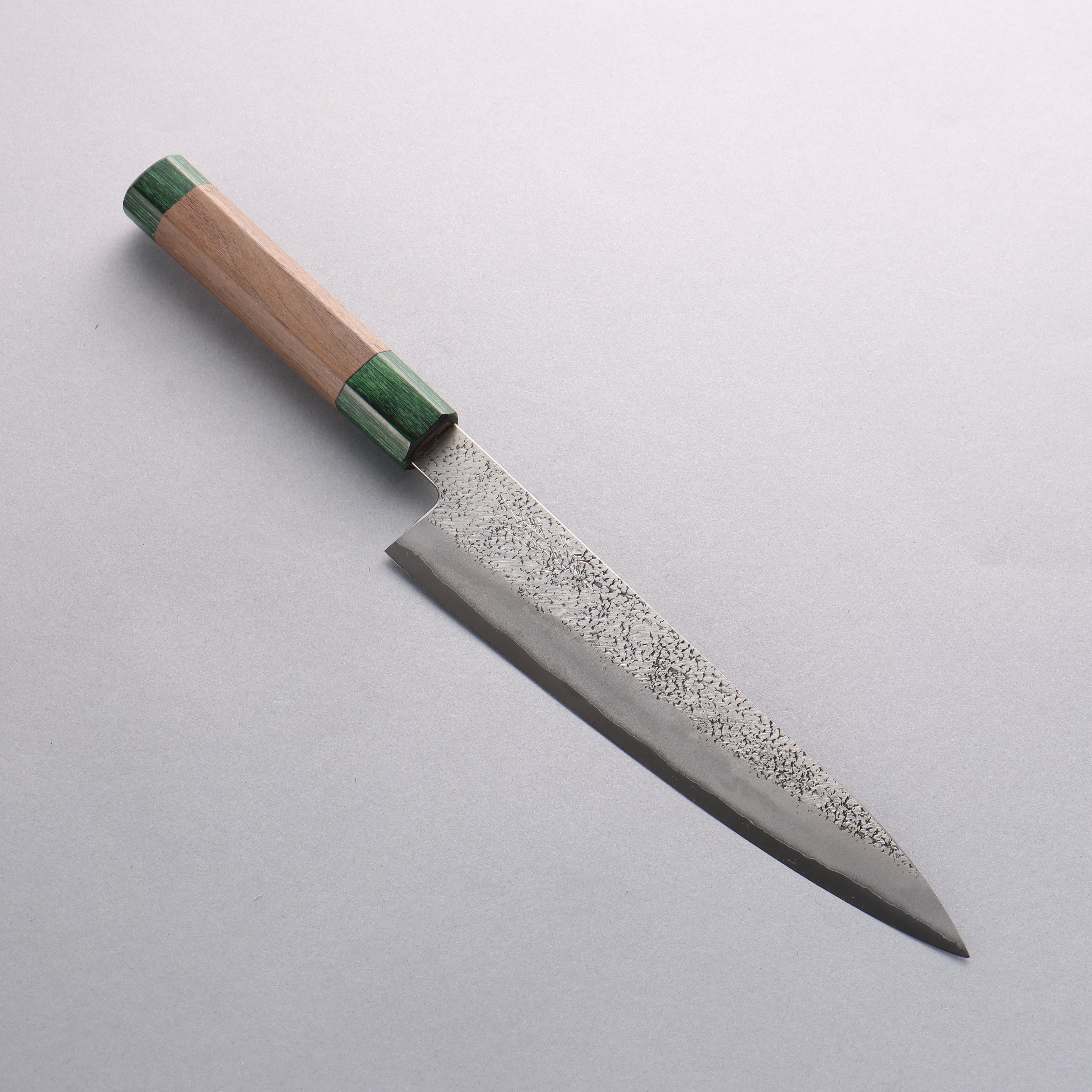 Seisuke Blue Super Hammered Gyuto 210mm Walnut (With Double Green Pakka wood) Handle - Seisuke Knife