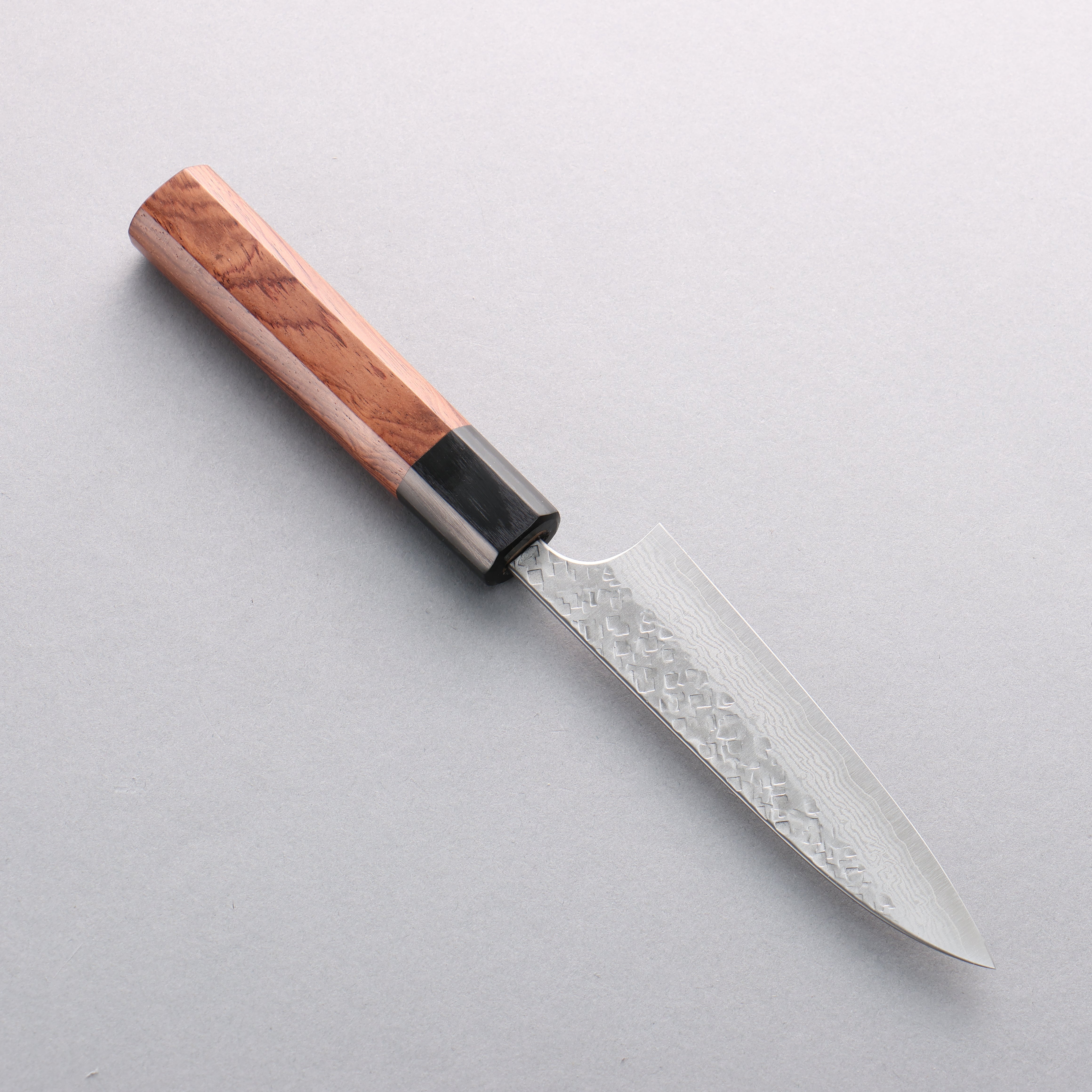 Yoshimi Kato VG10 Damascus Hammered(square) Petty-Utility 120mm Honduras (ferrule: Black Pakka wood) Handle - Seisuke Knife