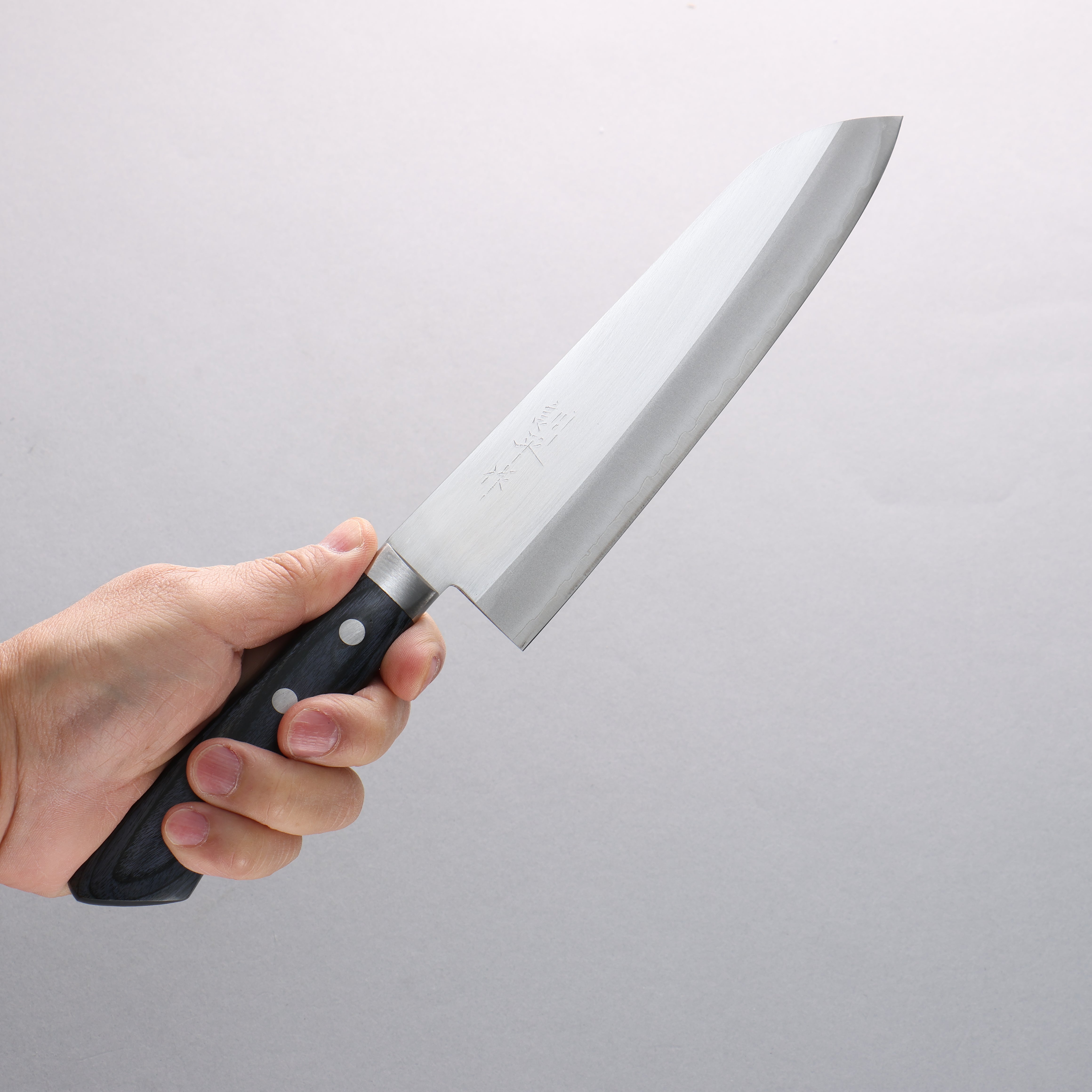 Kunihira VG1 Migaki Finished Gyuto 180mm Navy Blue Pakkawood Handle - Seisuke Knife