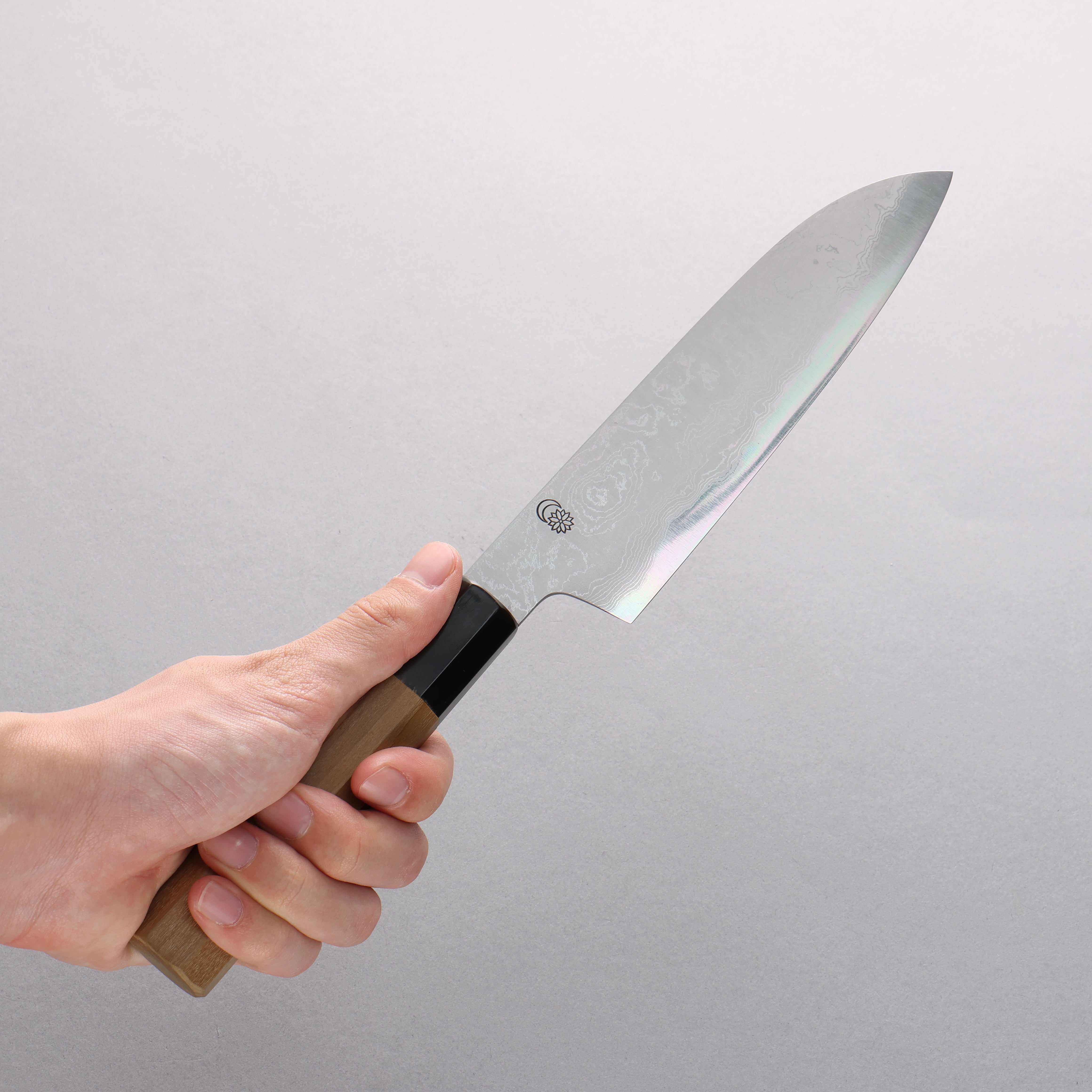 Kikuzuki Blue Steel No.1 Damascus Santoku 180mm Magnolia Handle - Seisuke Knife
