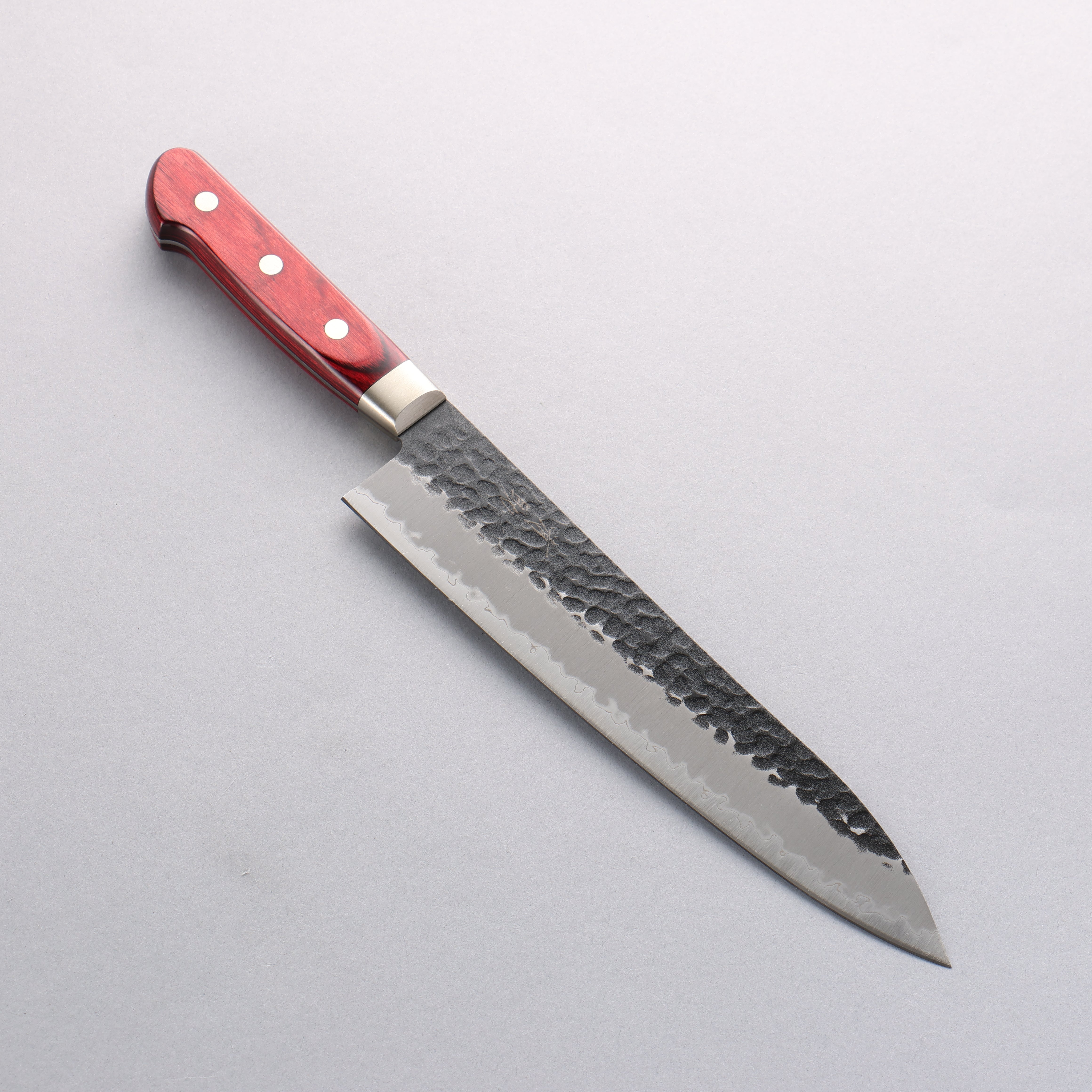 Seisuke Kurobeni Blue Super Hammered Kurouchi Gyuto 210mm Red Pakka wood Handle - Seisuke Knife