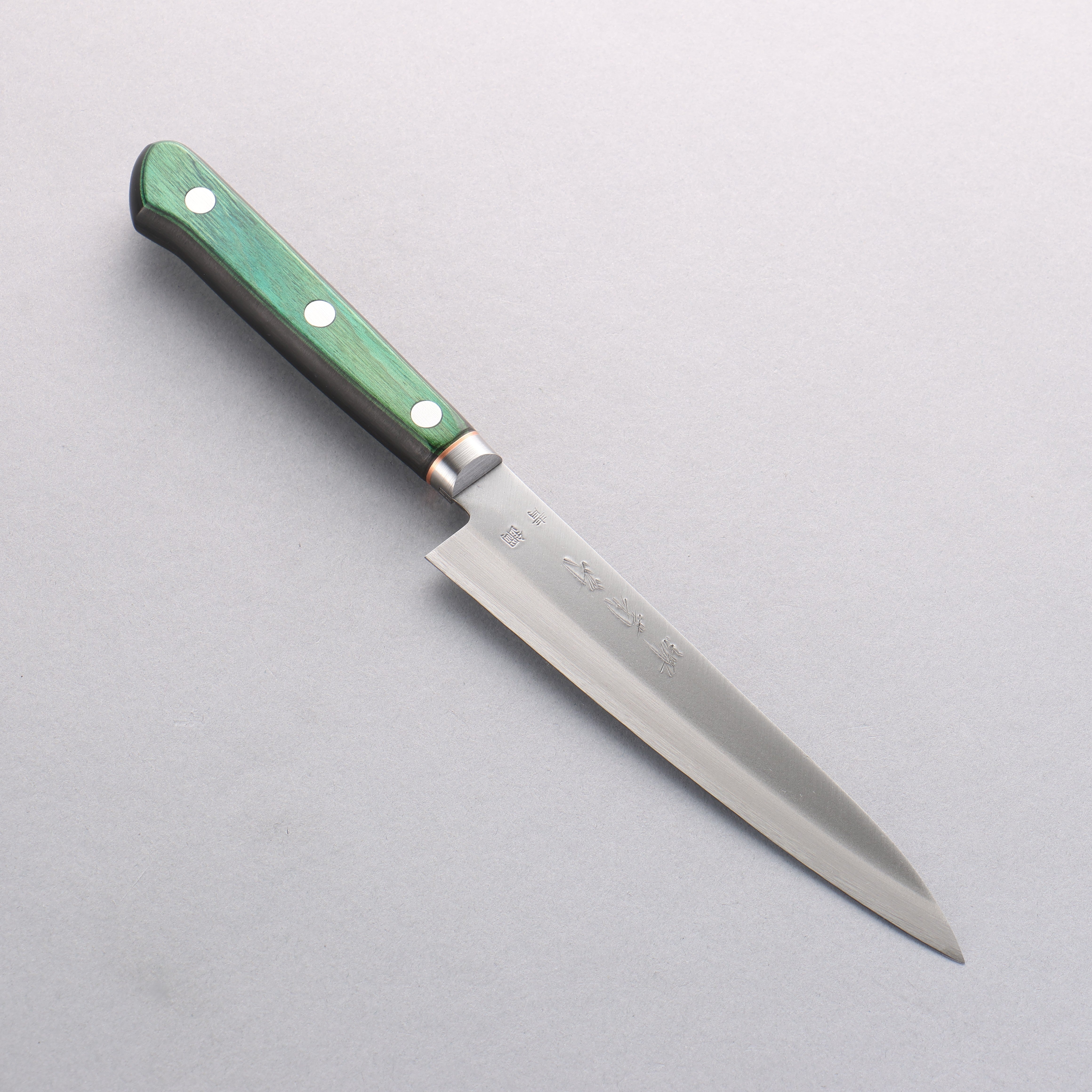 Sakai Kikumori Blue Steel No.1 Petty-Utility 150mm Green Pakkawood Handle - Seisuke Knife