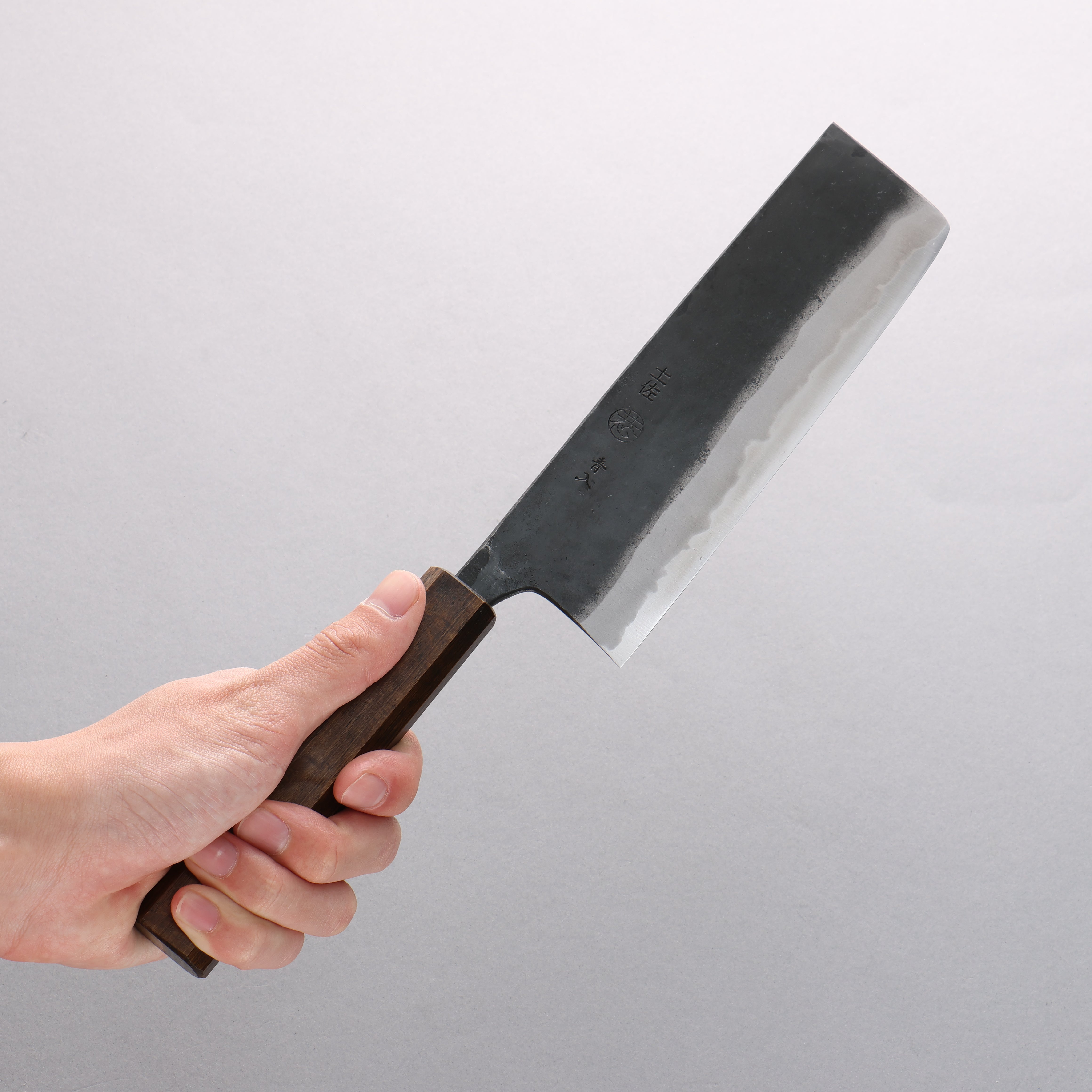 Kyohei Shindo Blue Steel Black Finished Nakiri 170mm Live oak Lacquered Handle - Seisuke Knife
