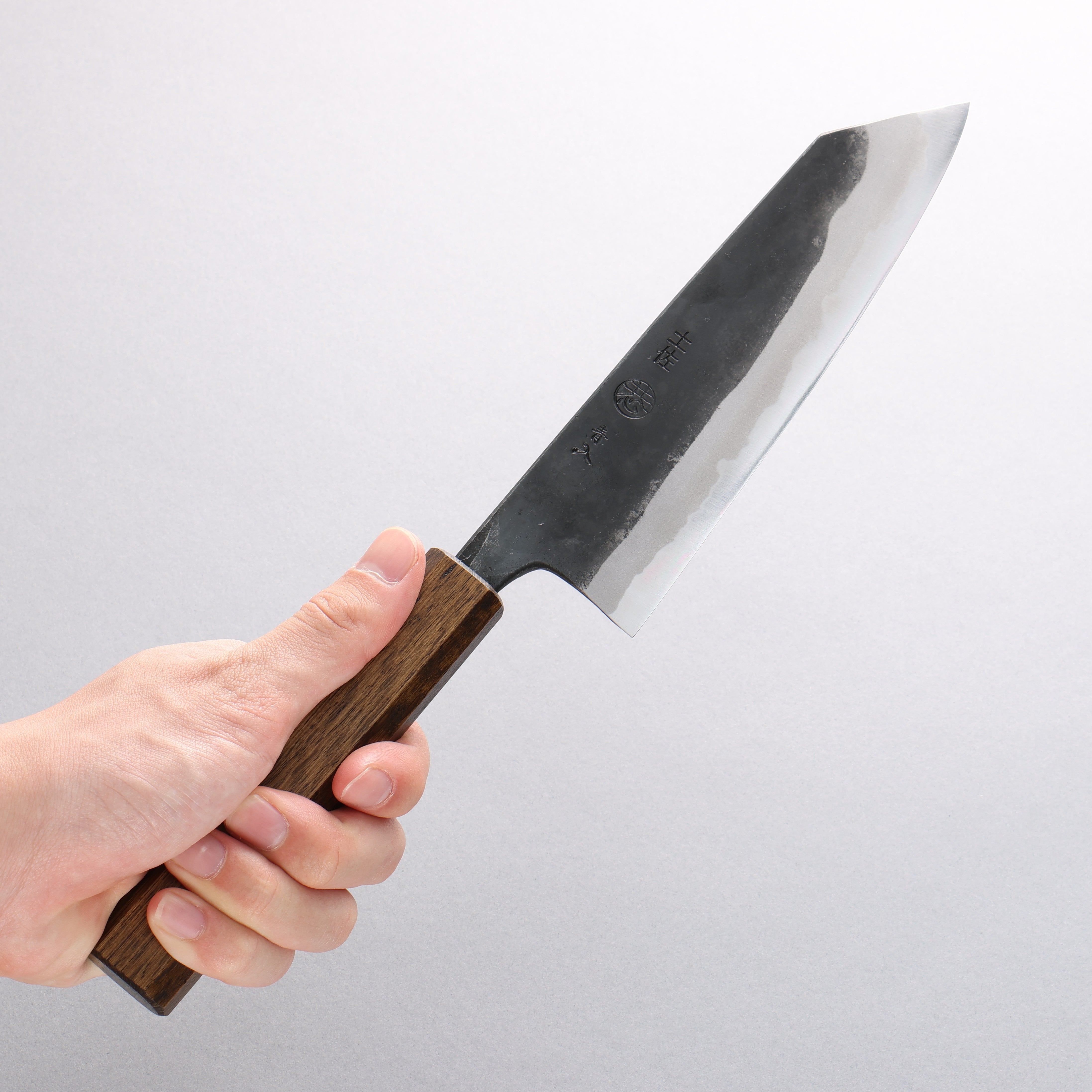 Kyohei Shindo Blue Steel Kurouchi Bunka 165mm Lacquered Oak Handle - Seisuke Knife