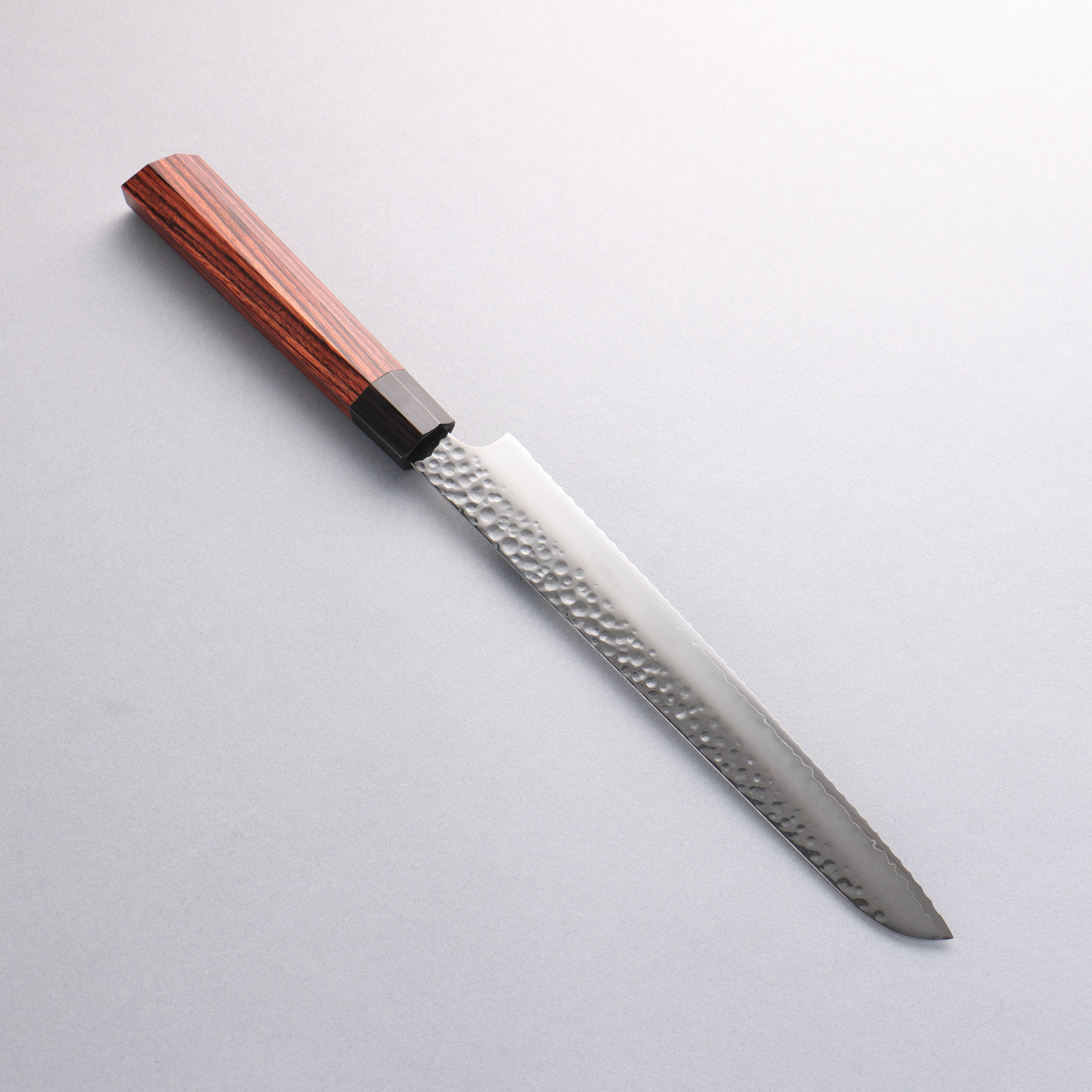 Seki Kanetsugu VG10 Hammered Bread Slicer 210mm Heptagonal Pakkawood Handle - Seisuke Knife
