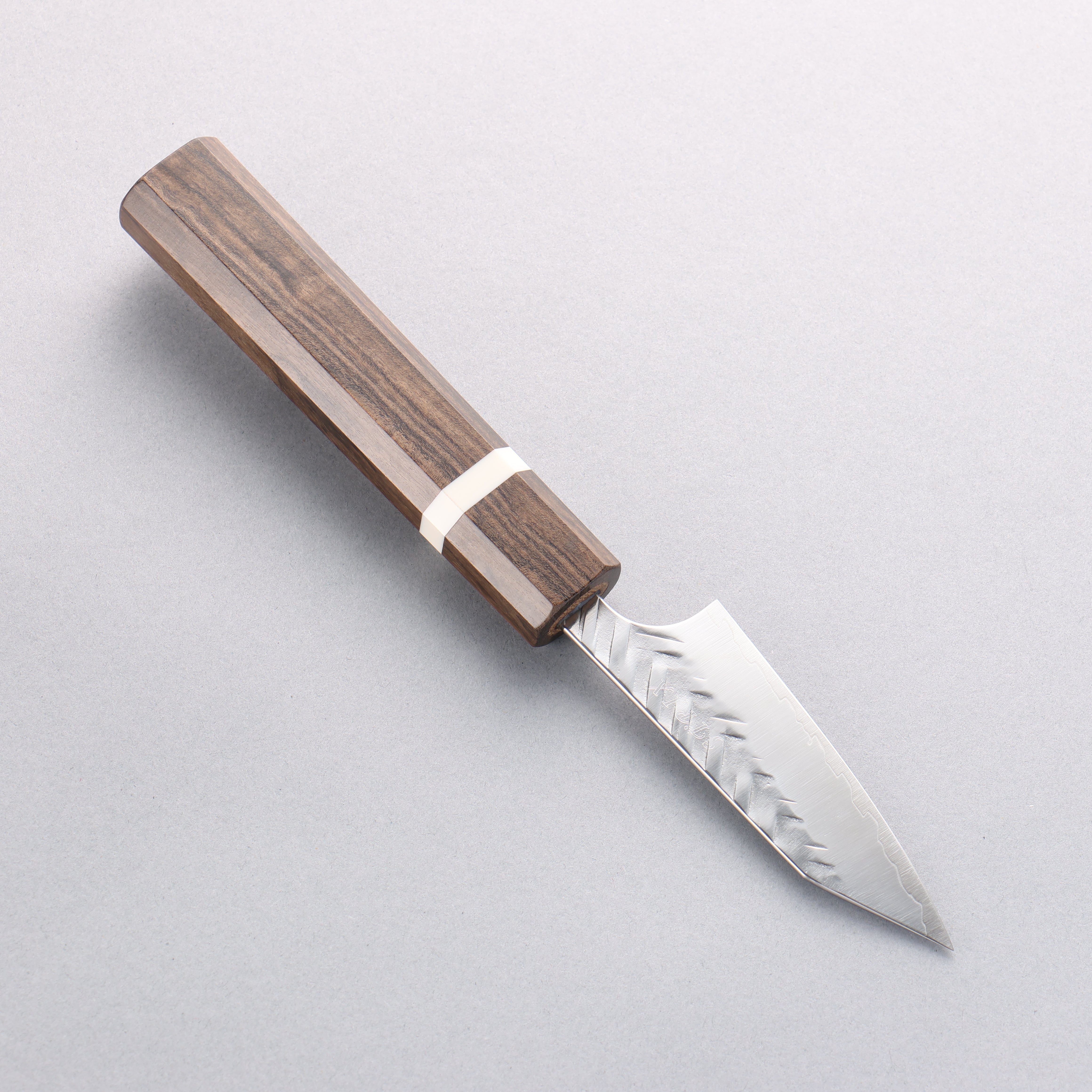 Yoshimi Kato SPG STRIX V-Hammered Kiritsuke Paring 75mm Sandalwood & White Ring Handle - Seisuke Knife