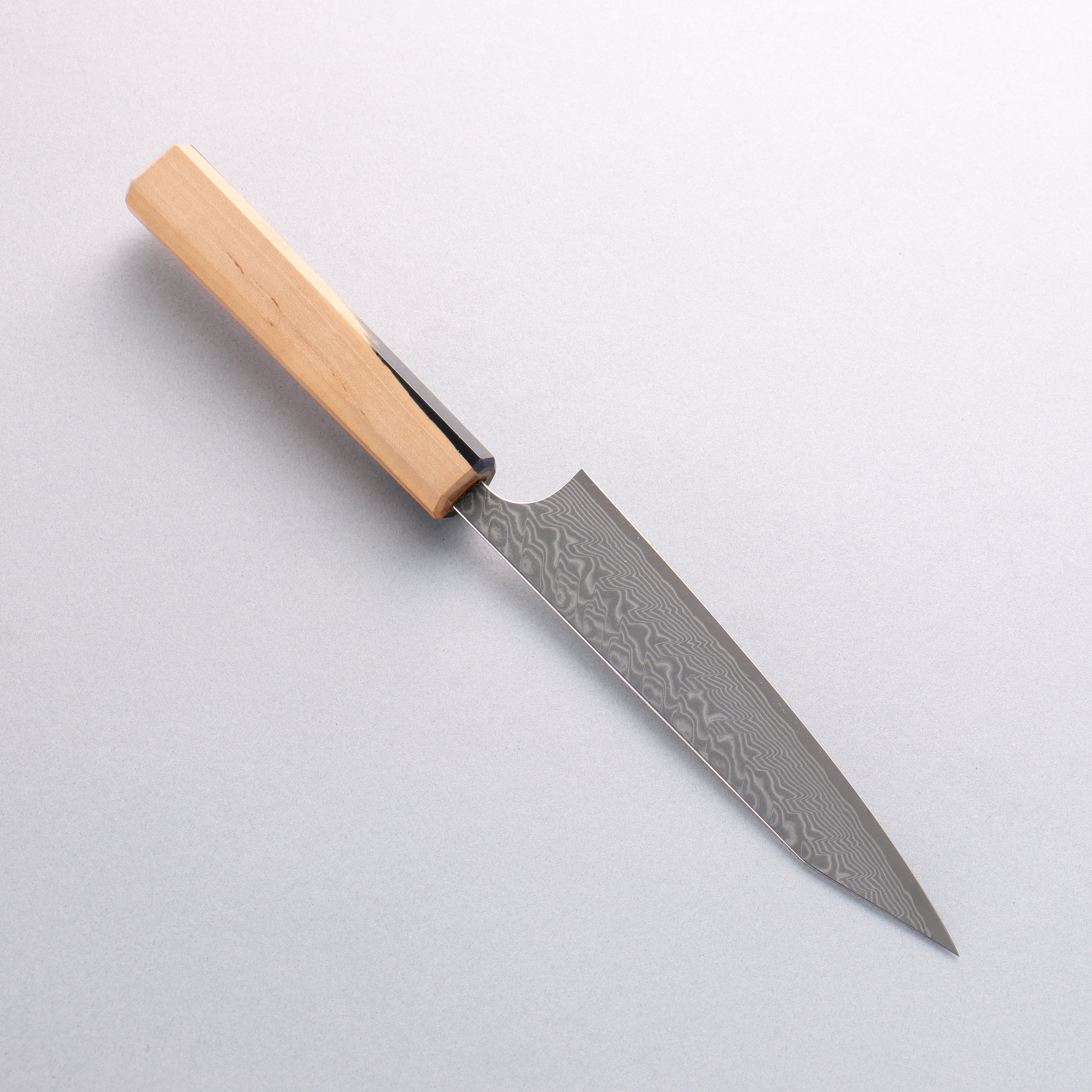 Yoshimi Kato SG2 Black Damascus Kiritsuke Petty-Utility 150mm Olive Wood & Blue Resin Handle - Seisuke Knife