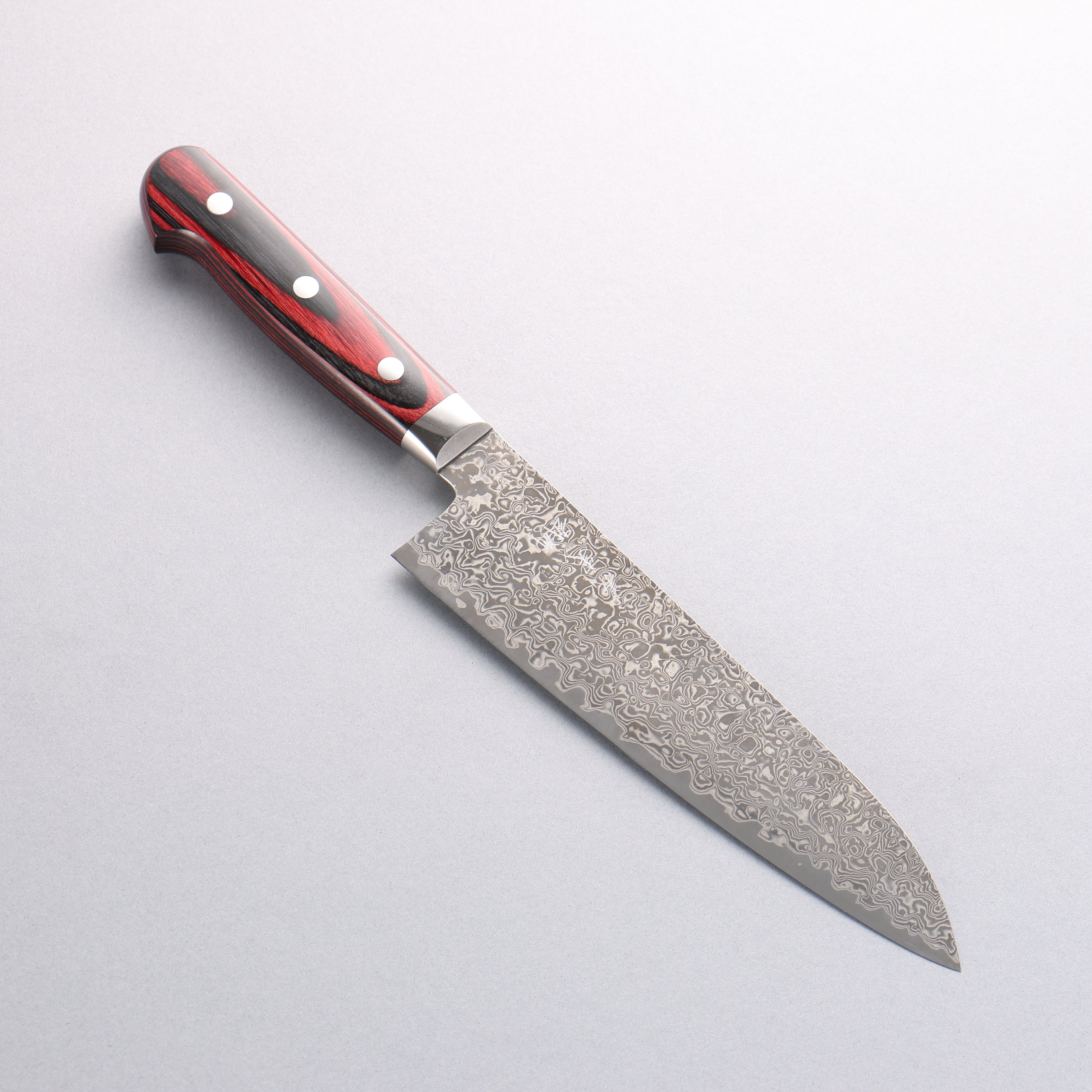 Yoshimi Kato VG10 Damascus Gyuto 180mm Red Pakka wood Handle - Seisuke Knife