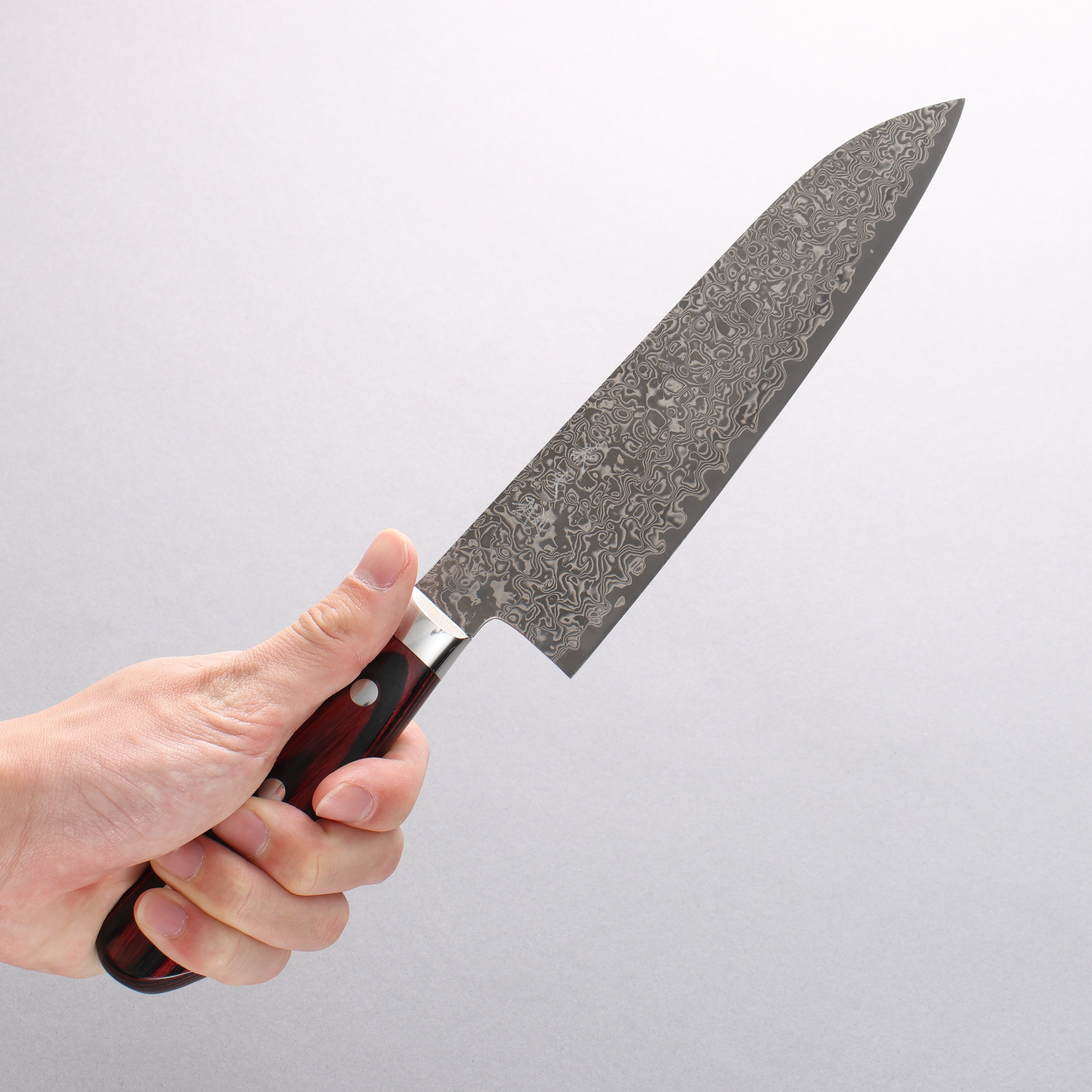 Yoshimi Kato VG10 Damascus Gyuto 180mm Red Pakka wood Handle - Seisuke Knife