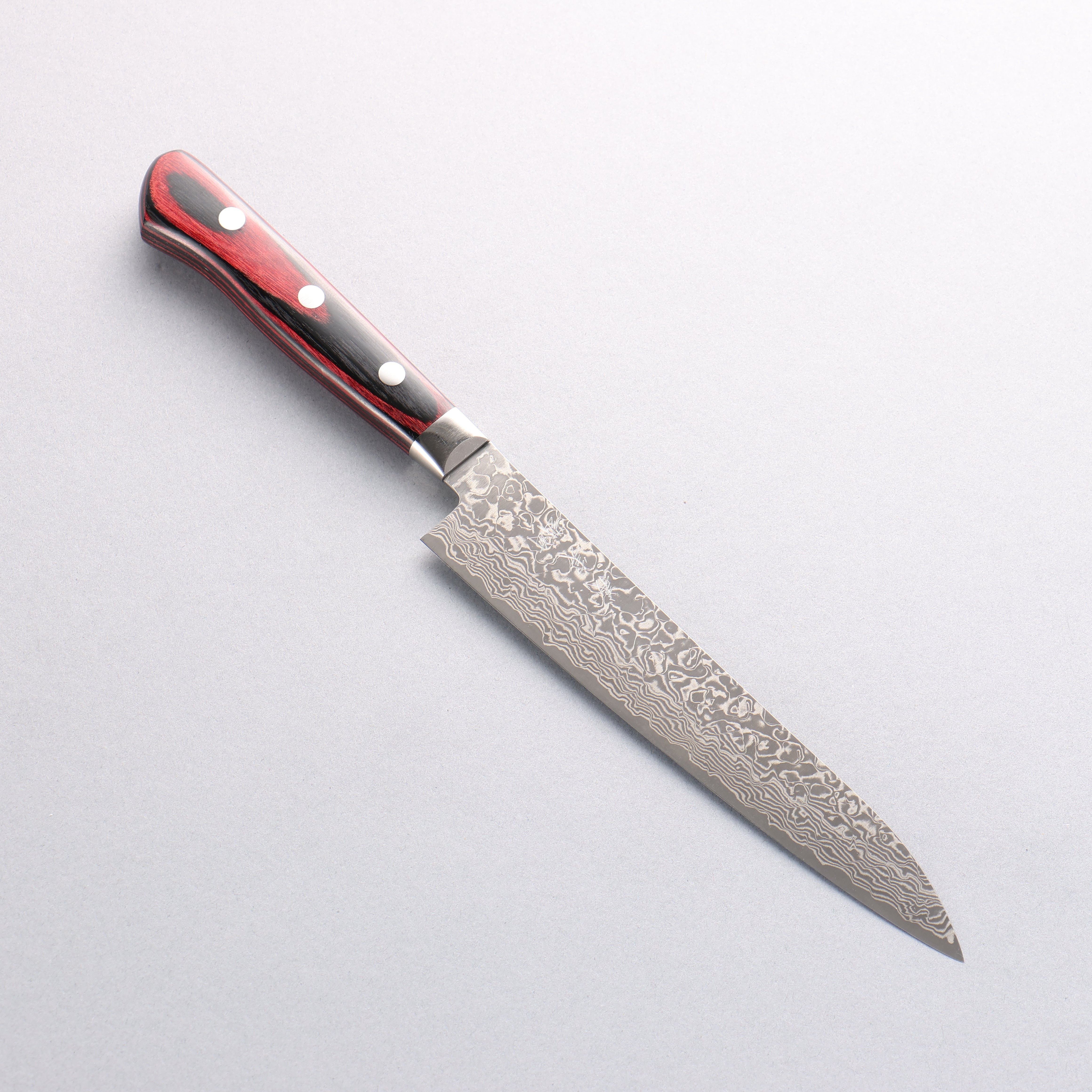 Yoshimi Kato VG10 Damascus Petty-Utility 150mm Red Pakka wood Handle - Seisuke Knife