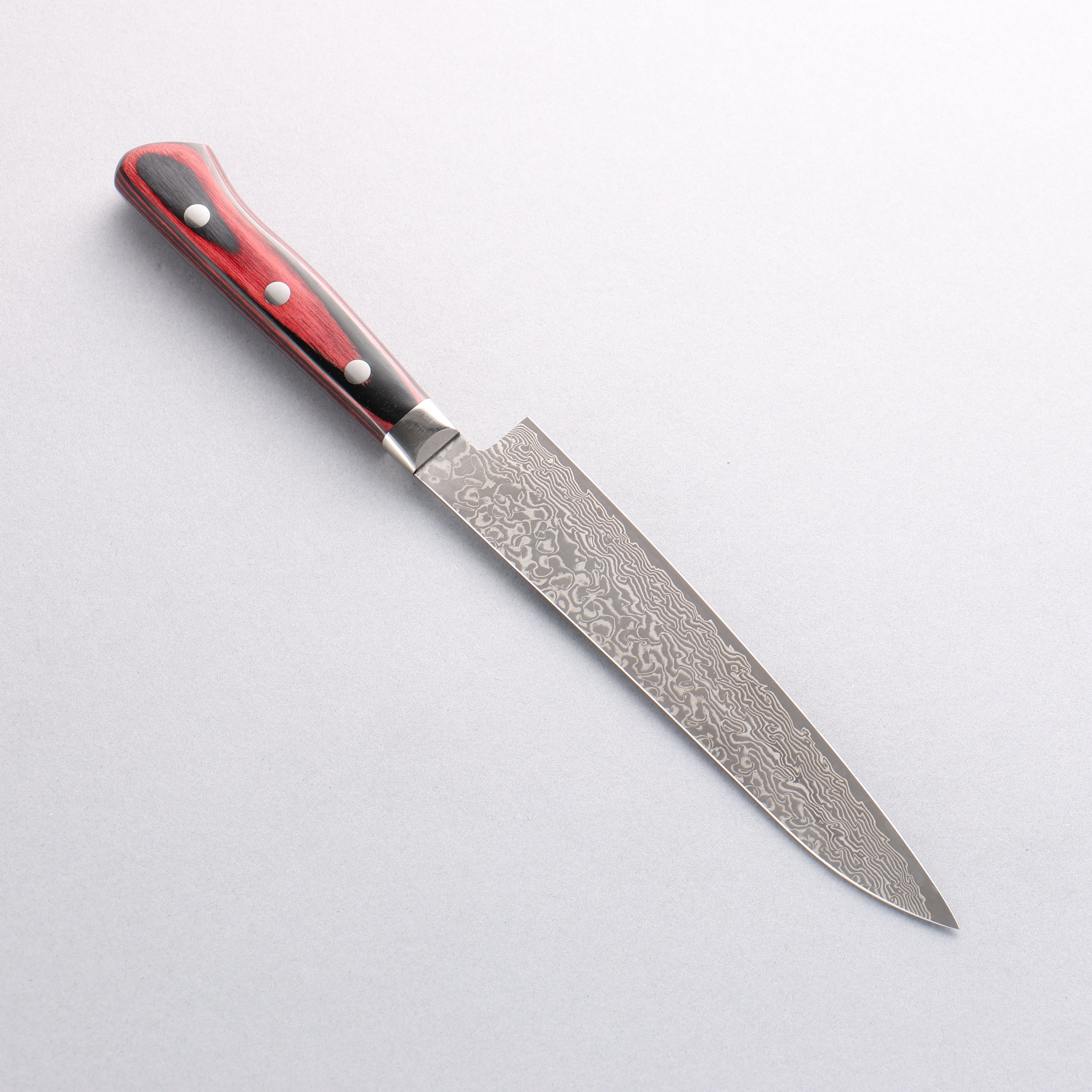 Yoshimi Kato VG10 Damascus Petty-Utility 150mm Red Pakka wood Handle - Seisuke Knife