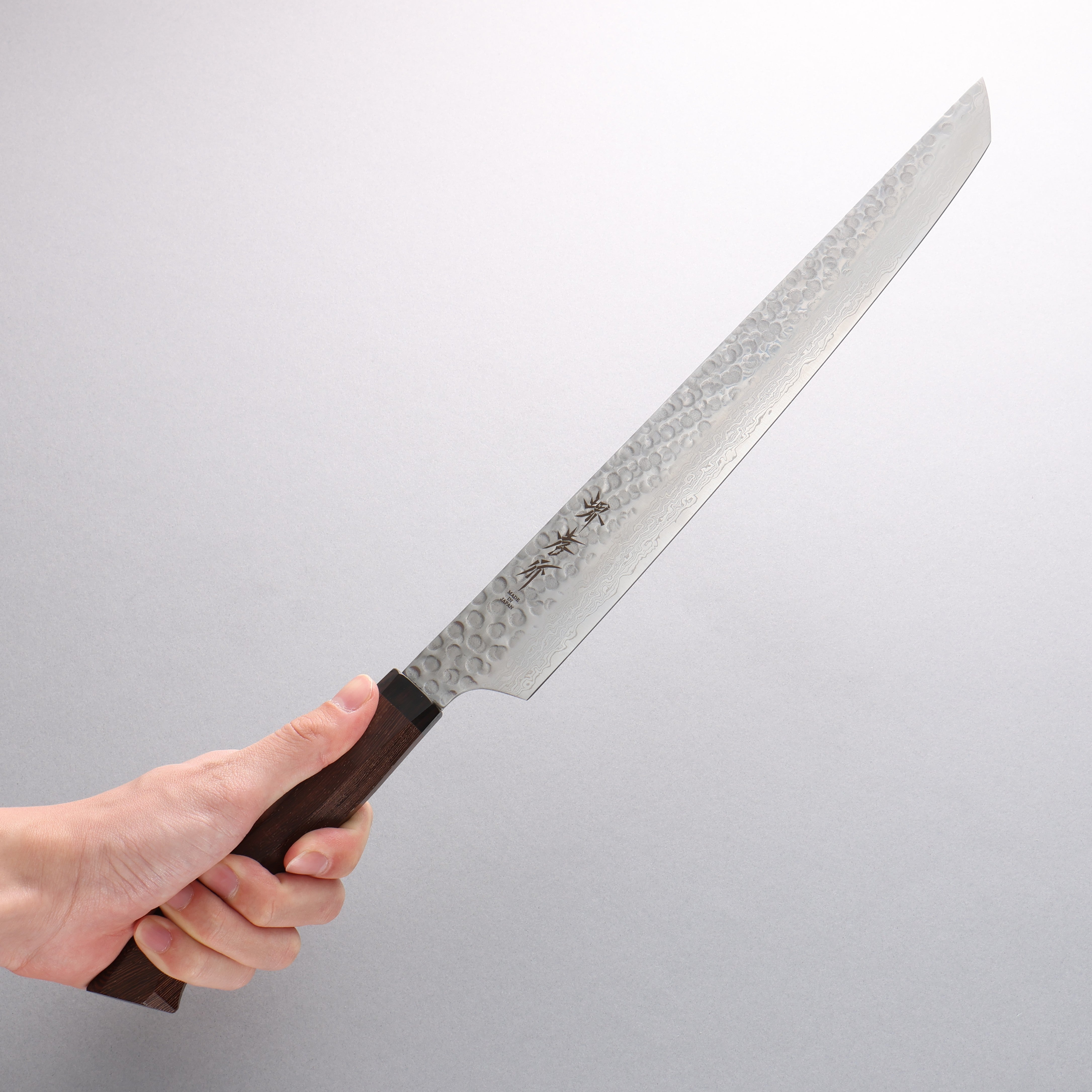Sakai Takayuki Genbu AUS10 45 Layer Damascus Sakimaru Sujihiki 300mm Wenge Handle - Seisuke Knife