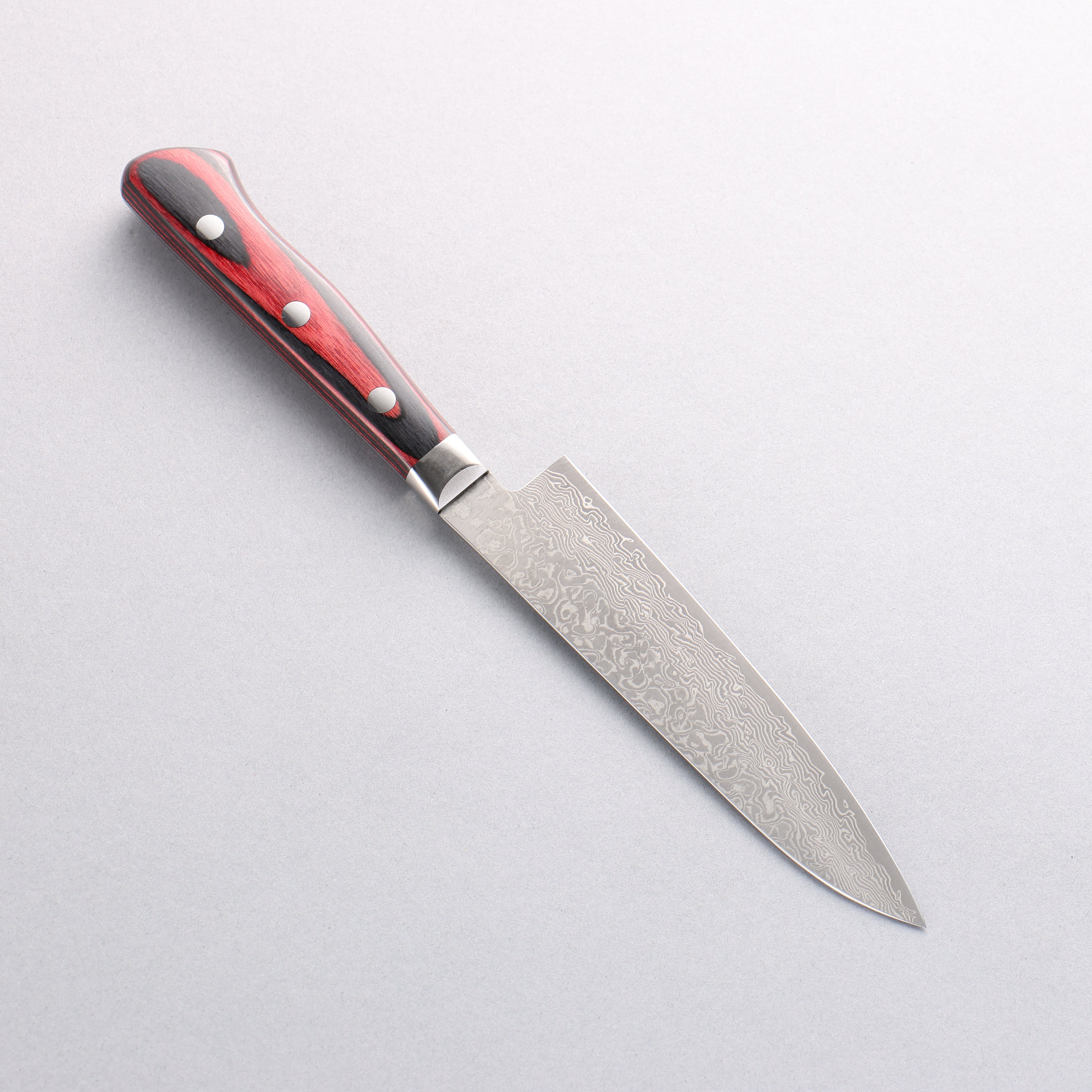 Yoshimi Kato VG10 Damascus Petty-Utility 120mm Red Pakka wood Handle - Seisuke Knife