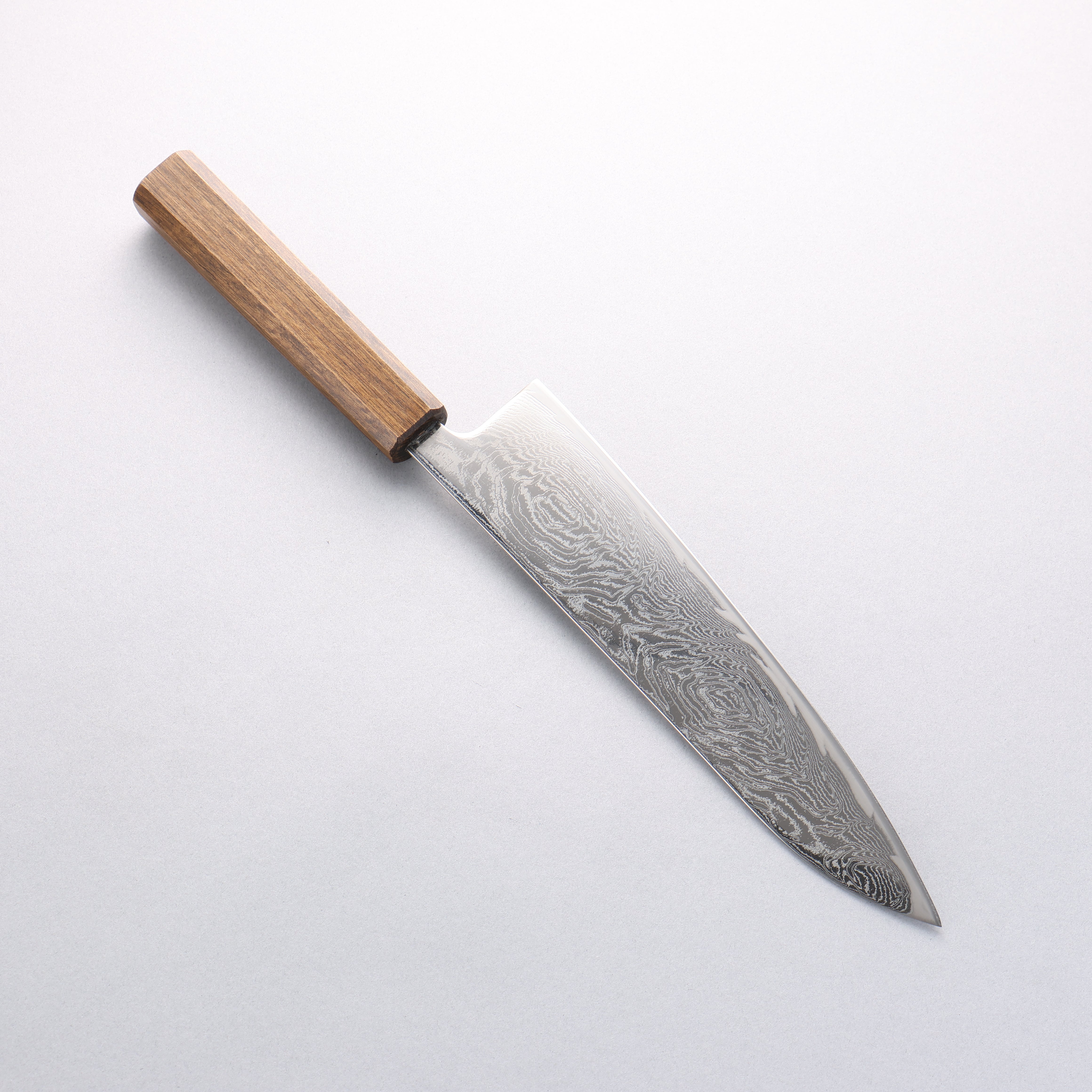 Seisuke Nami AUS10 Mirrored Finish Damascus Gyuto 210mm Oak Handle - Seisuke Knife