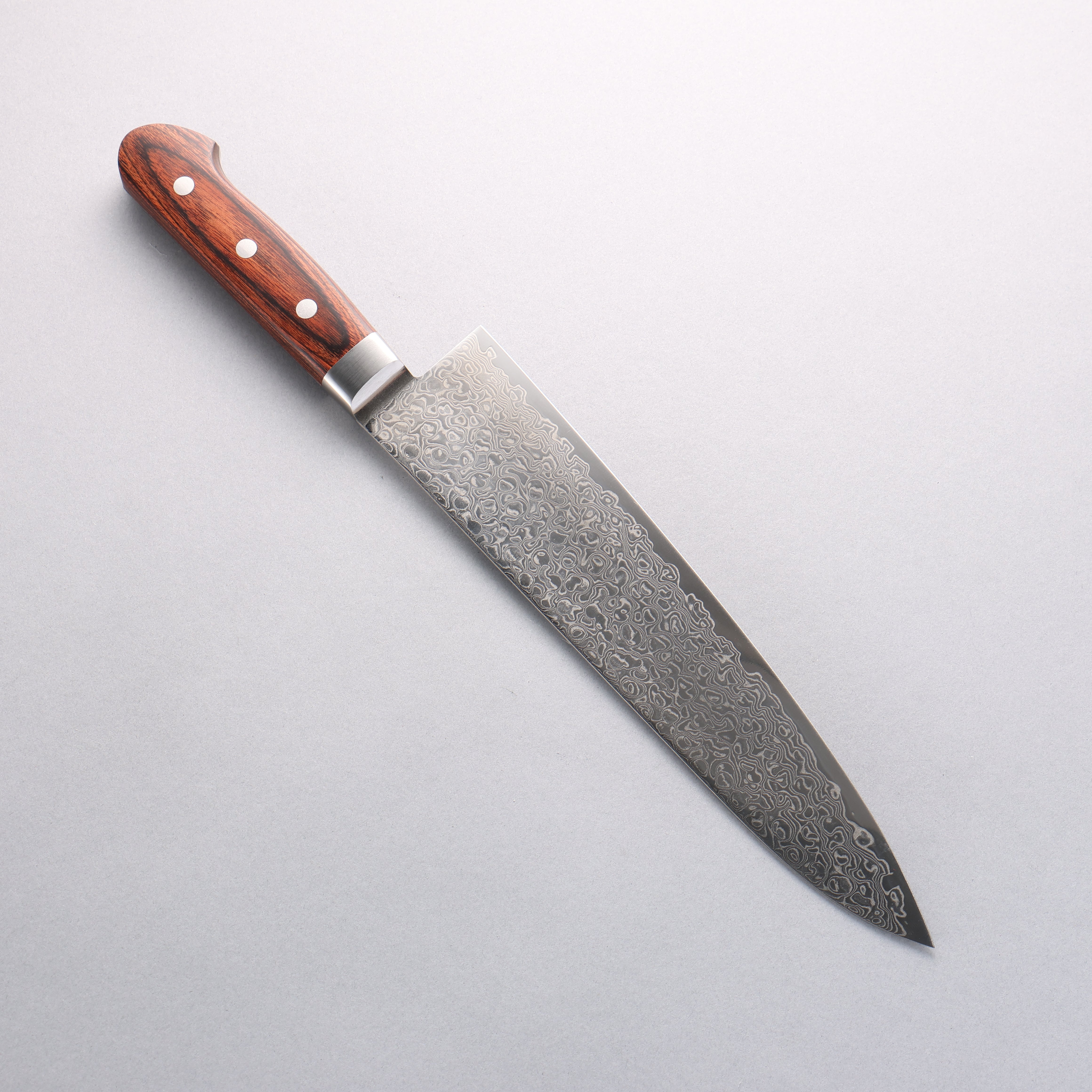 Seisuke Mokusei ZA-18 Mirrored Damascus Gyuto 240mm Brown Pakkawood Handle - Seisuke Knife