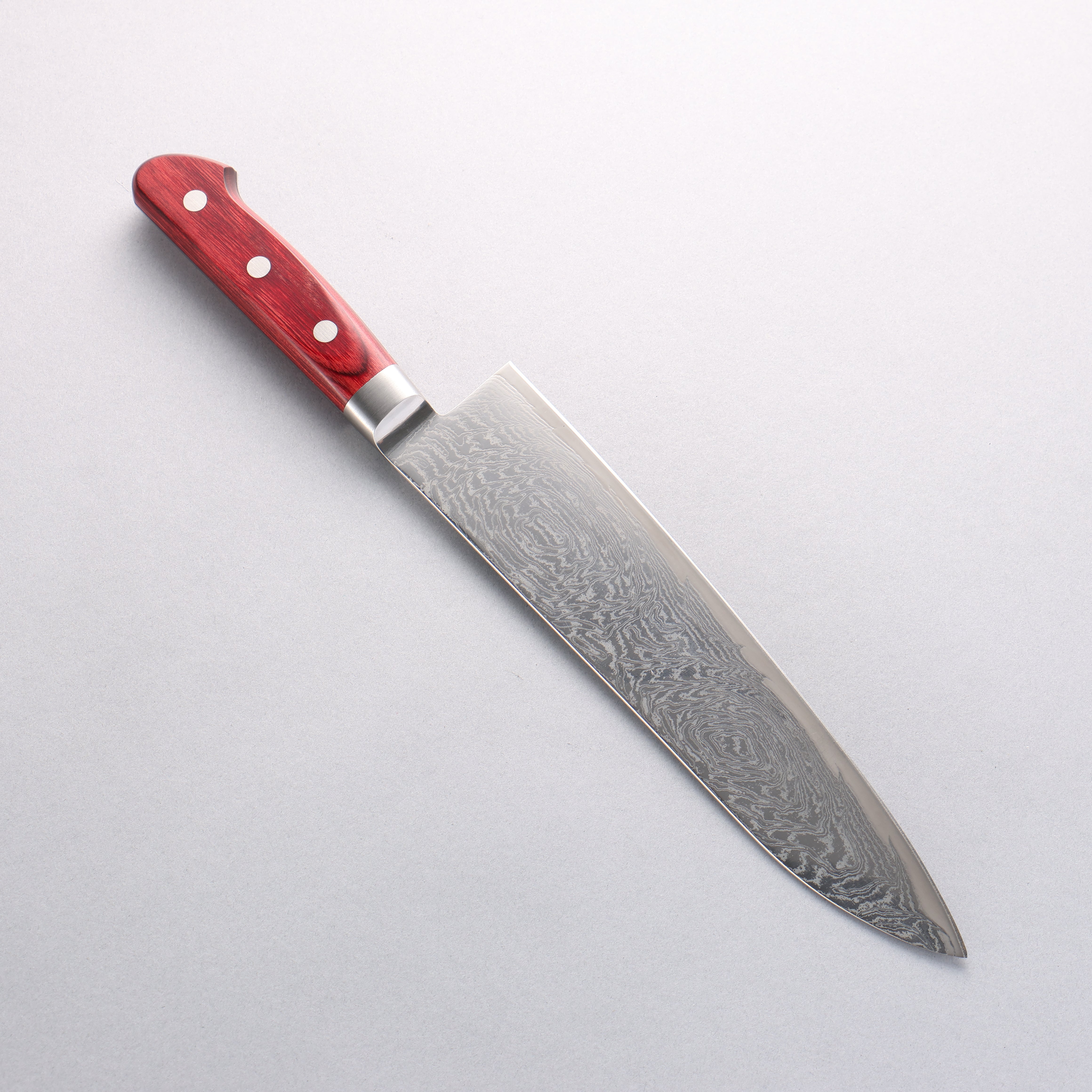 Seisuke Nami AUS10 Mirrored Finish Damascus Gyuto 210mm Red Pakka wood Handle - Seisuke Knife