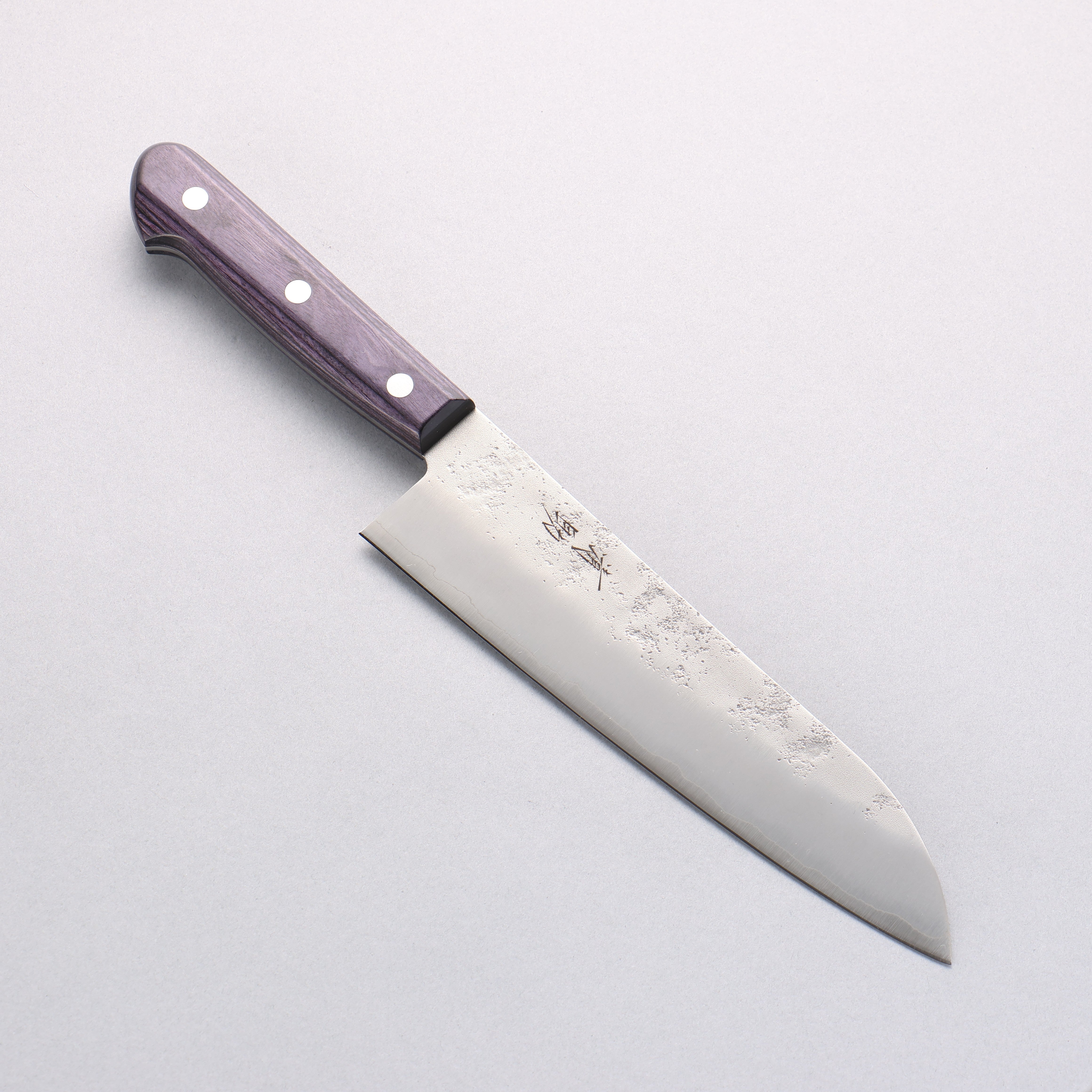 Seisuke Budou Silver Steel No.3 Nashiji Santoku 180mm Purple Pakkawood Handle - Seisuke Knife