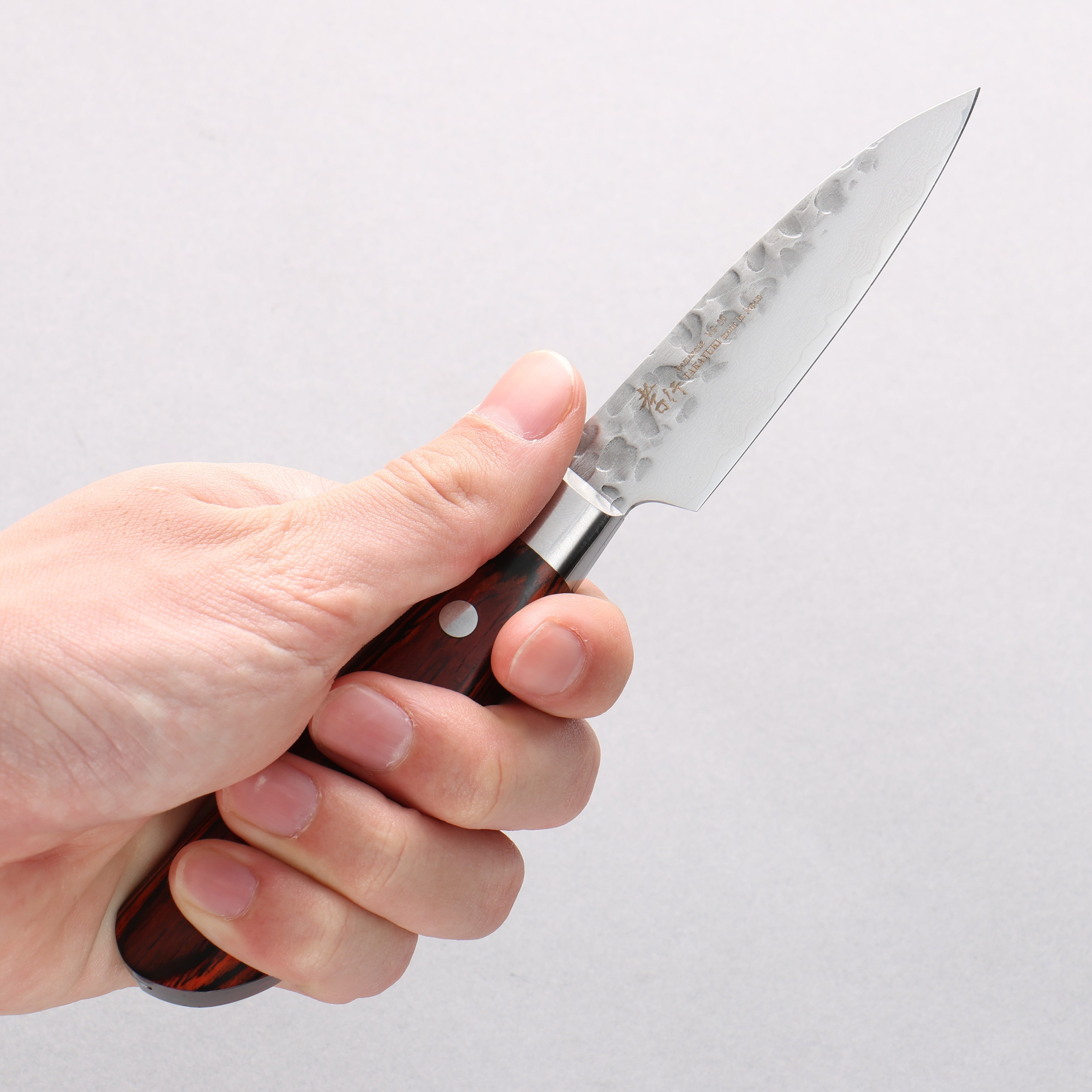 Sakai Takayuki VG10 33 Layer Damascus Petty-Utility 80mm Mahogany Pakkawood Handle - Seisuke Knife