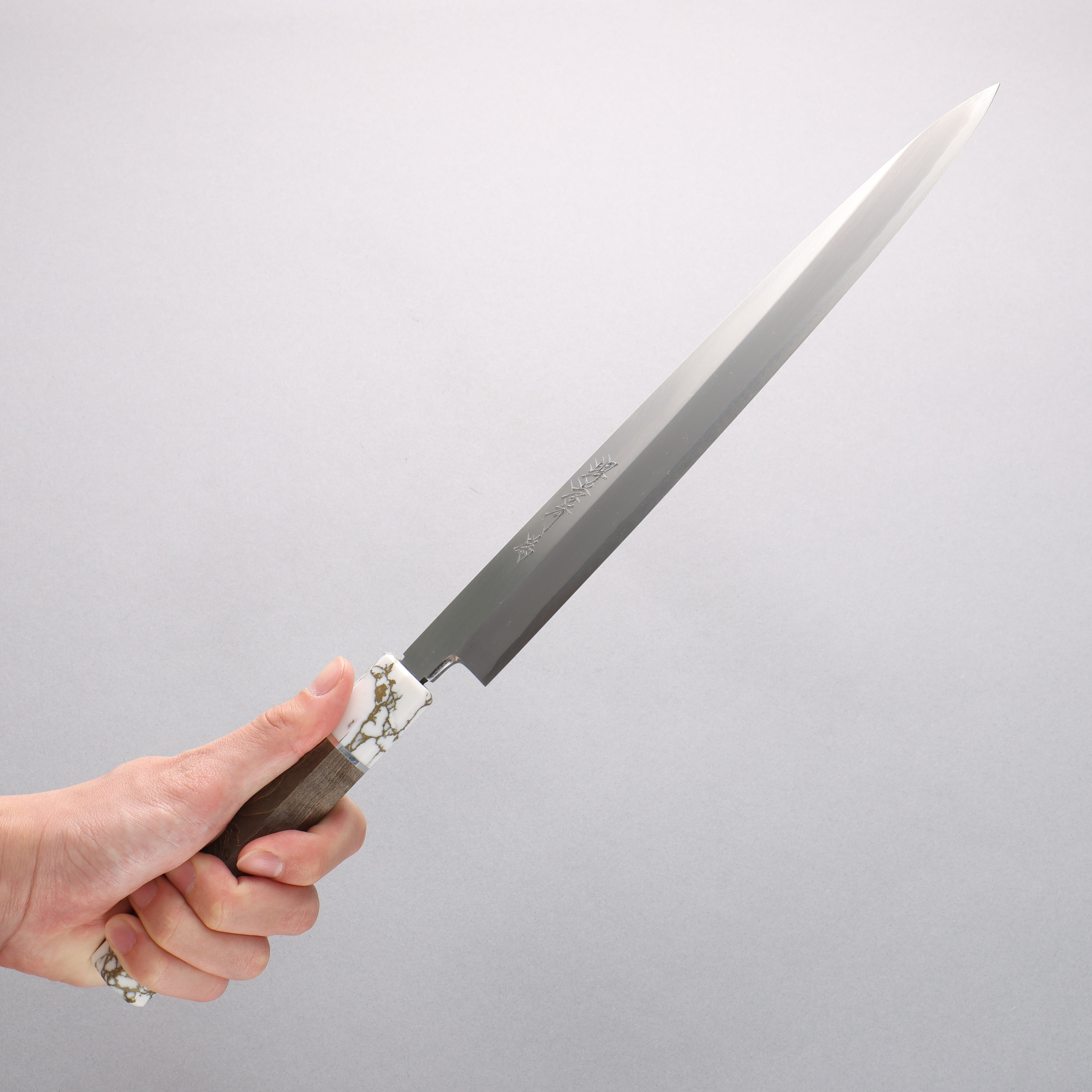 Sakai Takayuki Chef Series Silver Steel No.3 Yanagiba 270mm Stabilized wood (White Ferrule and End Cap) Handle with Sheath - Seisuke Knife