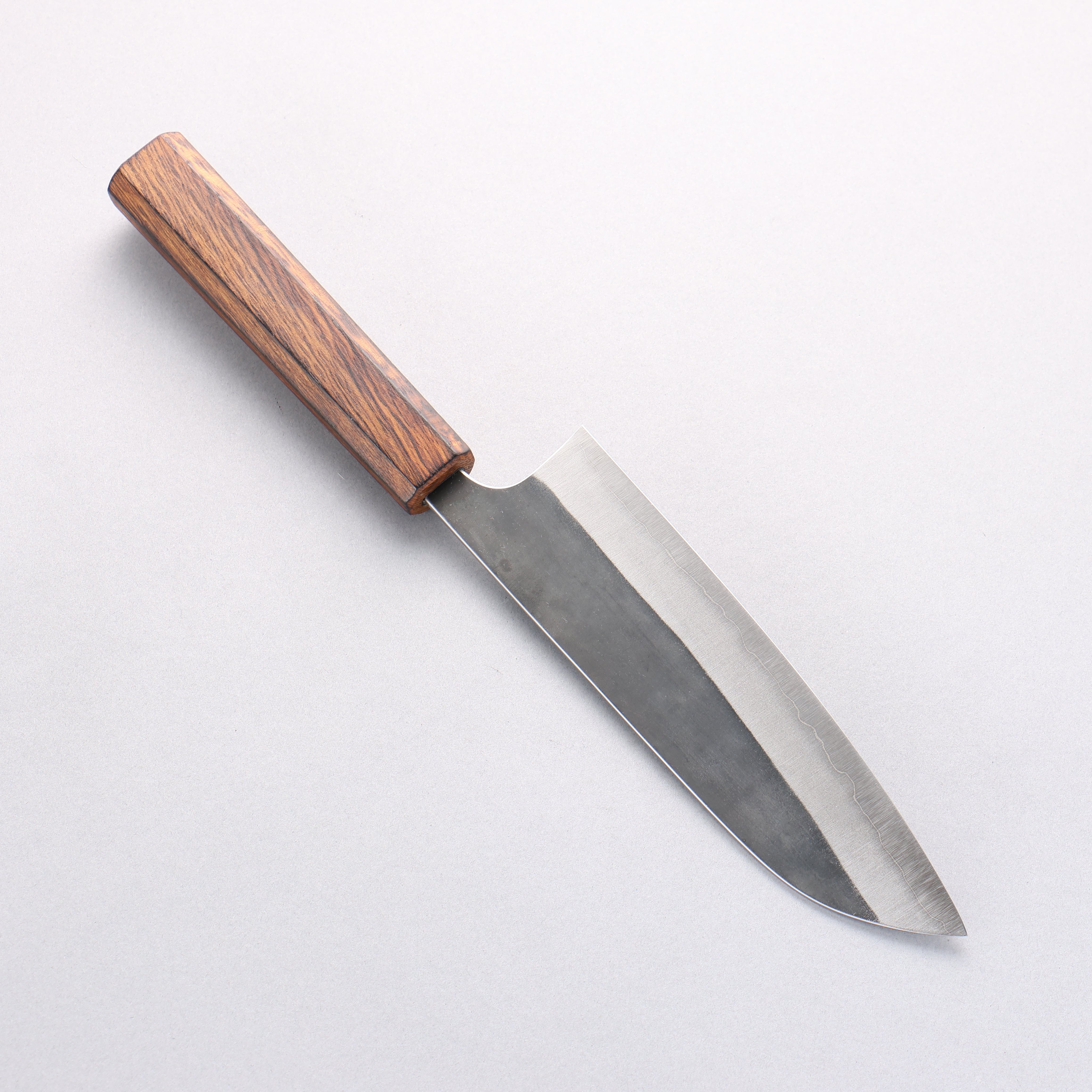 Yoshimi Kato Blue Super Black Finished Santoku 170mm Lacquered Burnt Oak Handle - Seisuke Knife