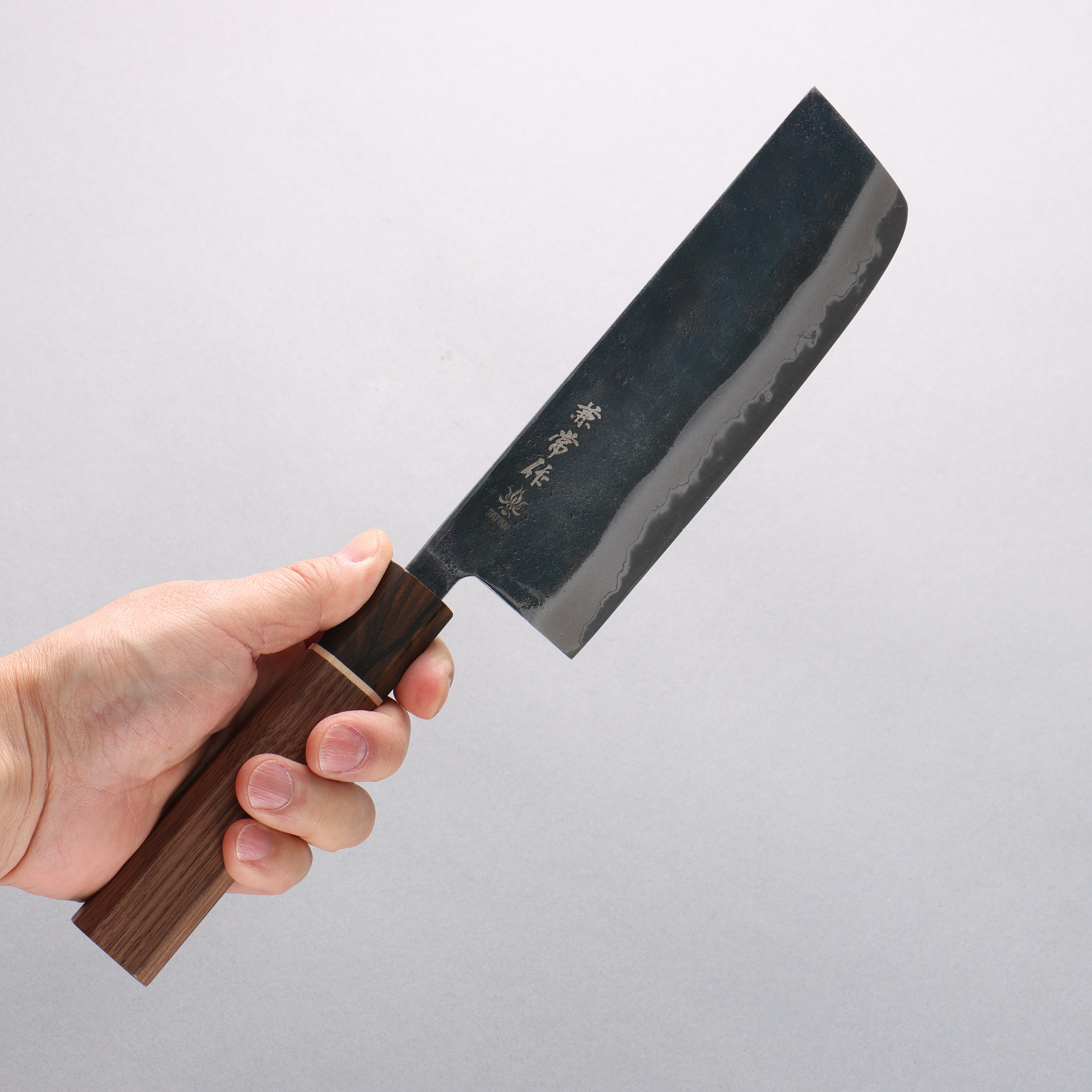 Kanetsune MATSU-ZUMI-YAKI White Steel No.2 Damascus Black Finished Nakiri 165mm Walnut Handle - Seisuke Knife