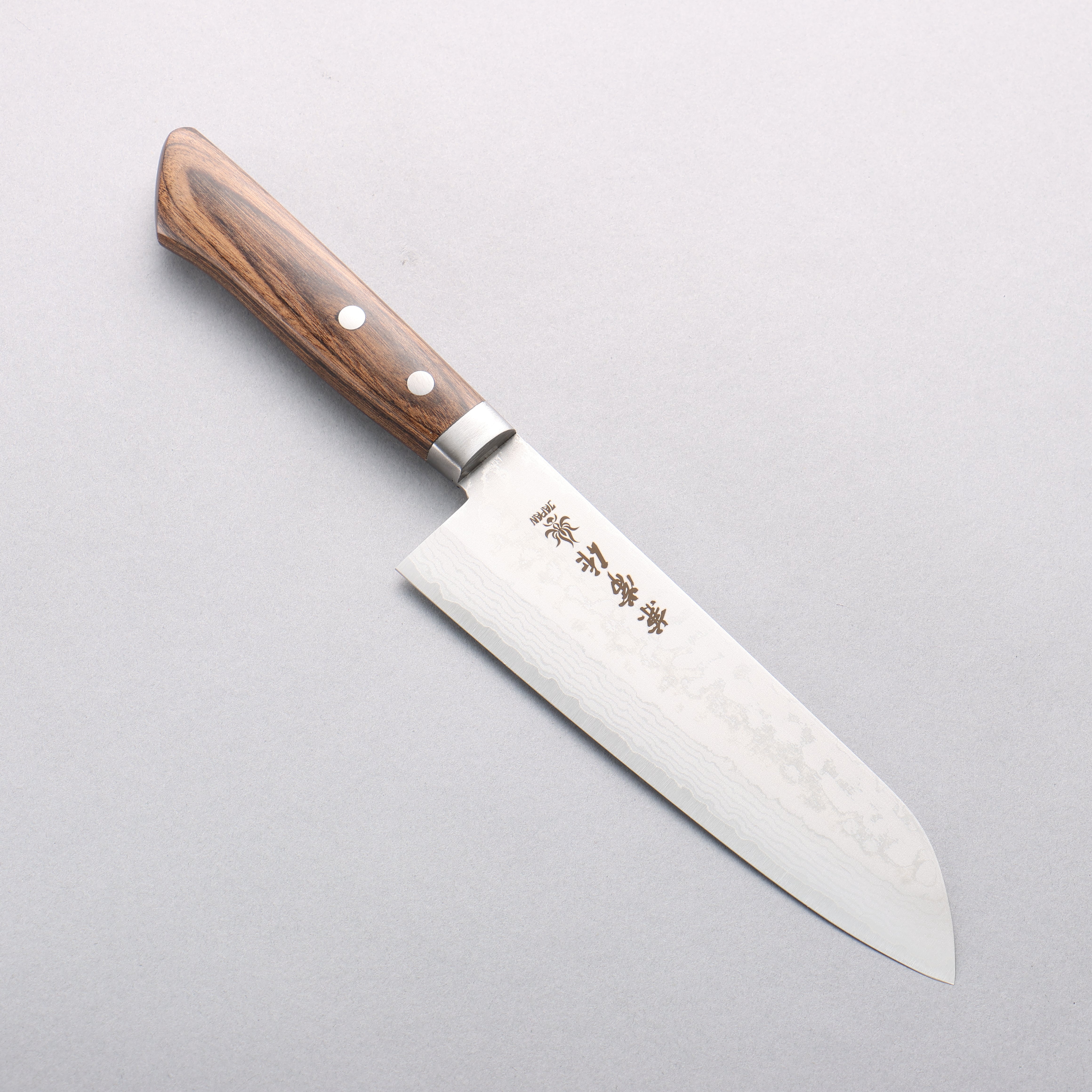 Kanetsune Sairyu VG10 Damascus Santoku 165mm Ash Wood Handle - Seisuke Knife