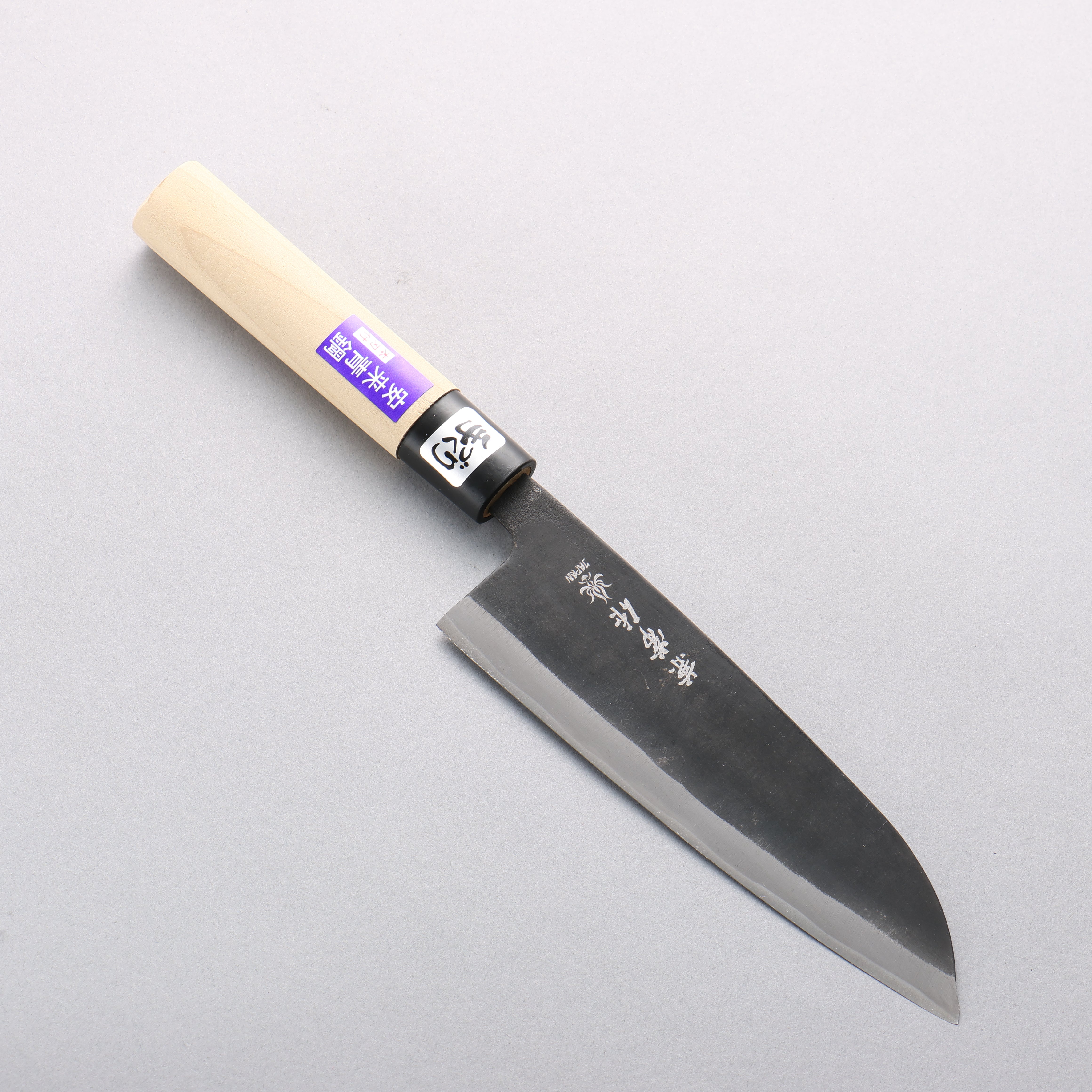 Kanetsune Hamaken Blue Steel No.2 Kurouchi Santoku 165mm Magnolia Handle - Seisuke Knife