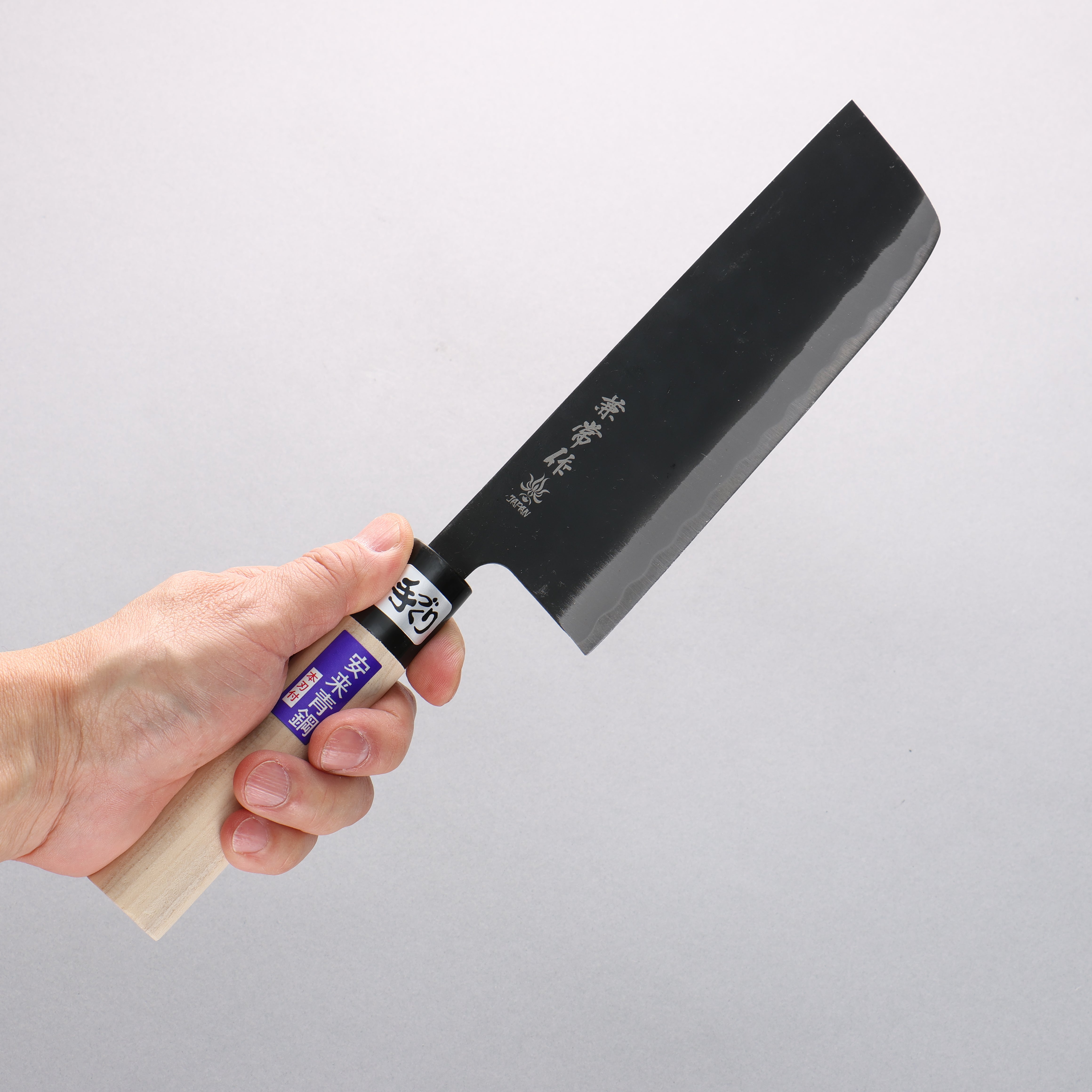 Kanetsune Hamaken Blue Steel No.2 Kurouchi Nakiri 165mm Magnolia Handle - Seisuke Knife