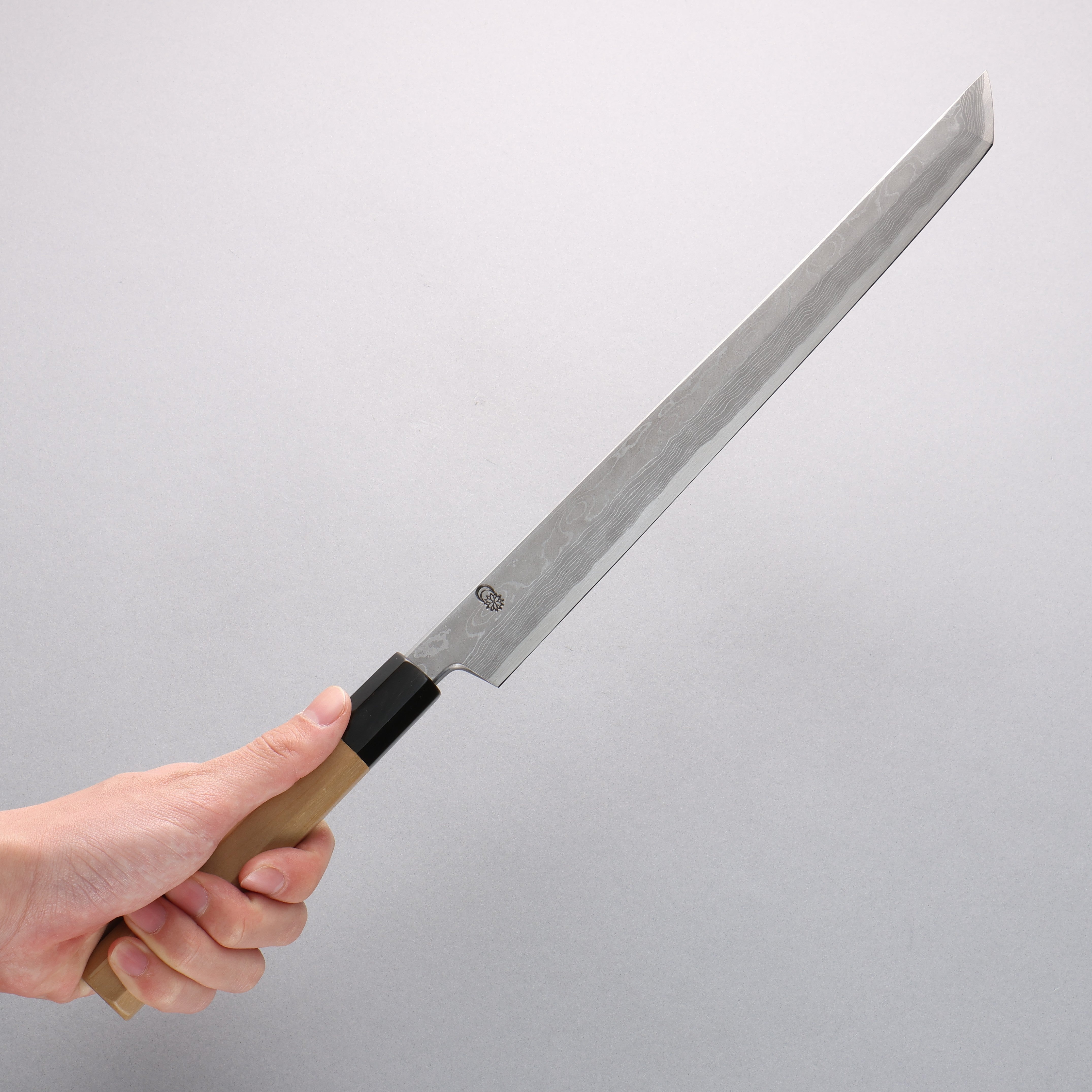 Kikuzuki Blue Steel No.1 Damascus Sakimaru Takohiki 300mm Magnolia Handle - Seisuke Knife